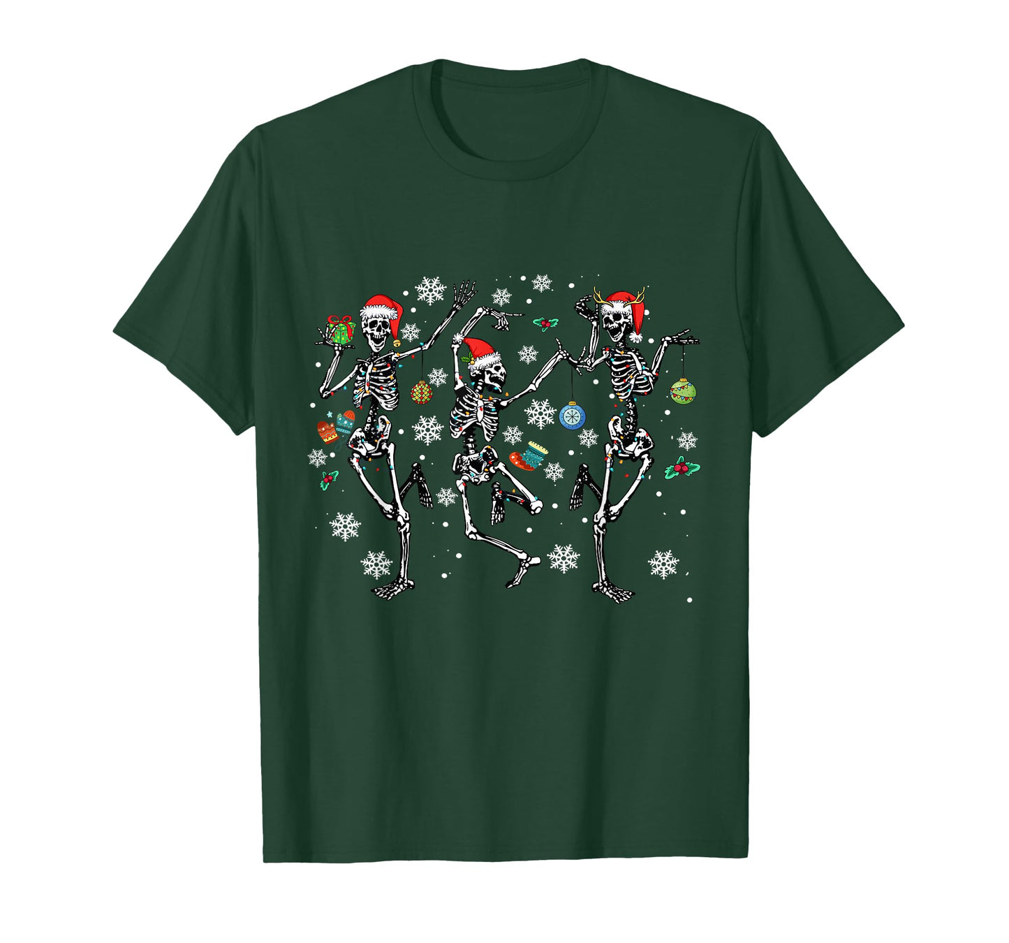 Christmas Skeleton Dancing Xmas 2025 Men Women Kids T-Shirt