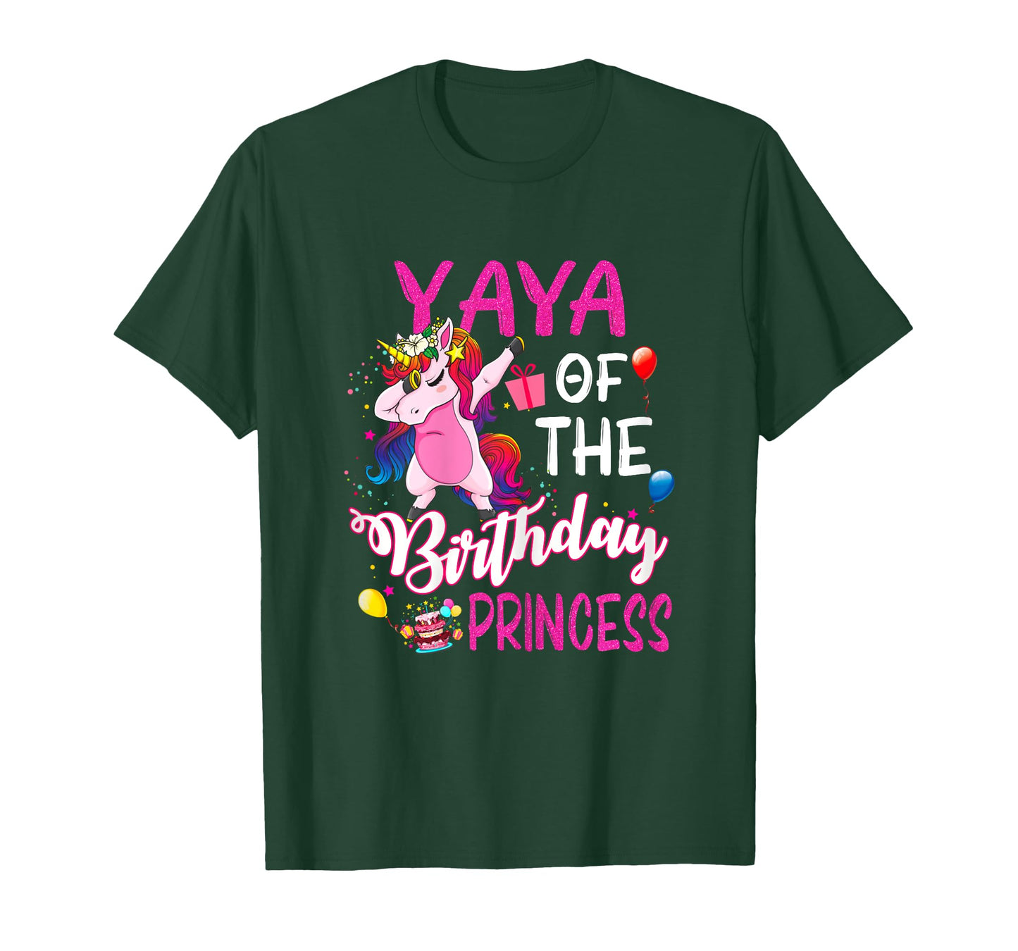 Yaya Of The Birthday Princess Unicorn Girl T-Shirt