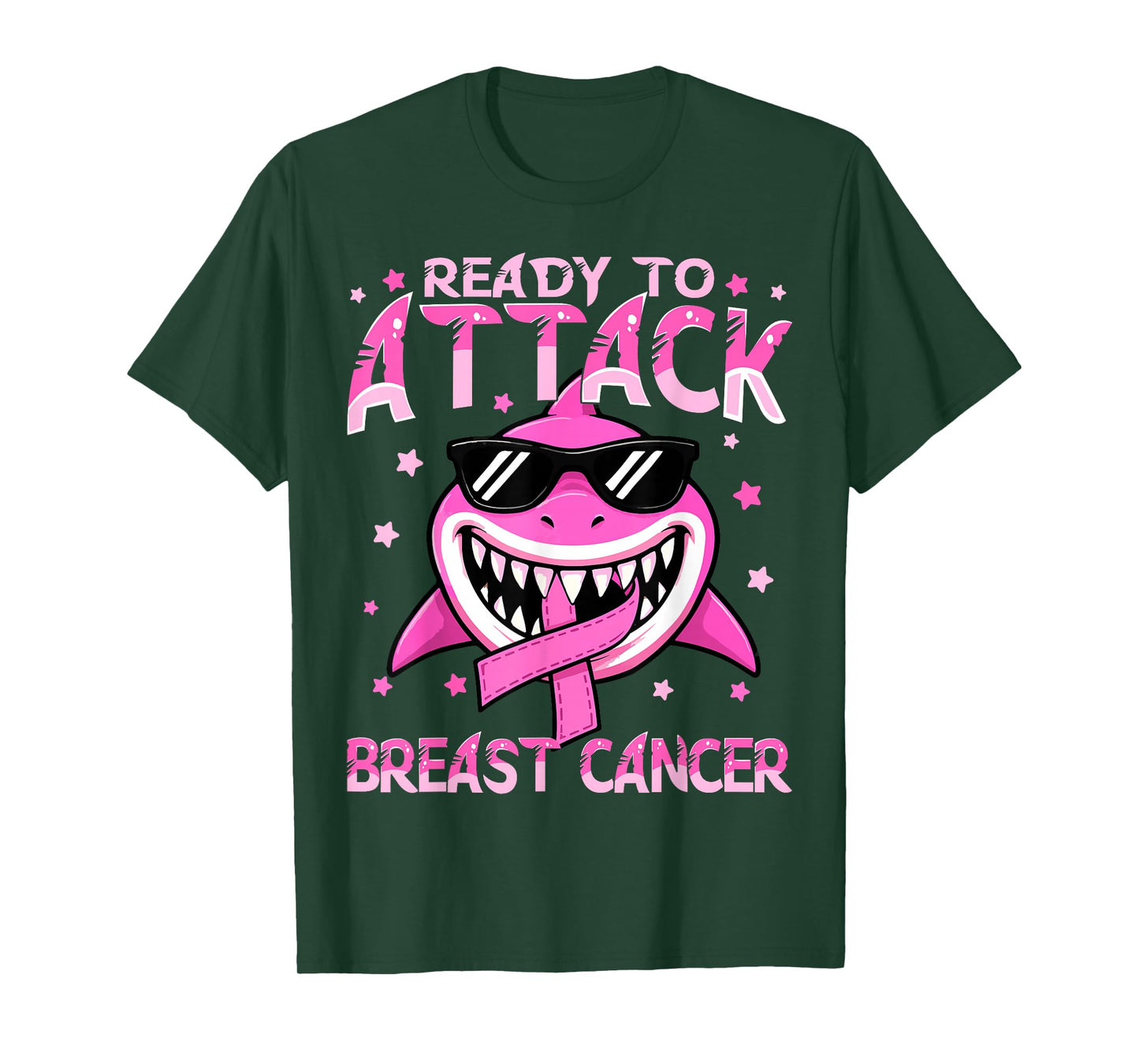 Ready to Attack Breast Cancer Awareness Pink Shark Kids Boy T-Shirt