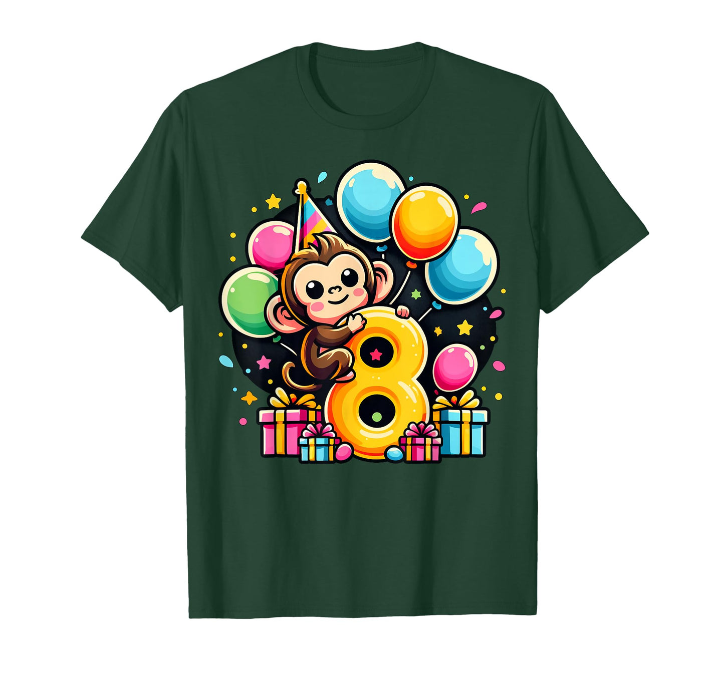 Monkey 8th birthday boy girl 8 years old eighth eight Monkey T-Shirt