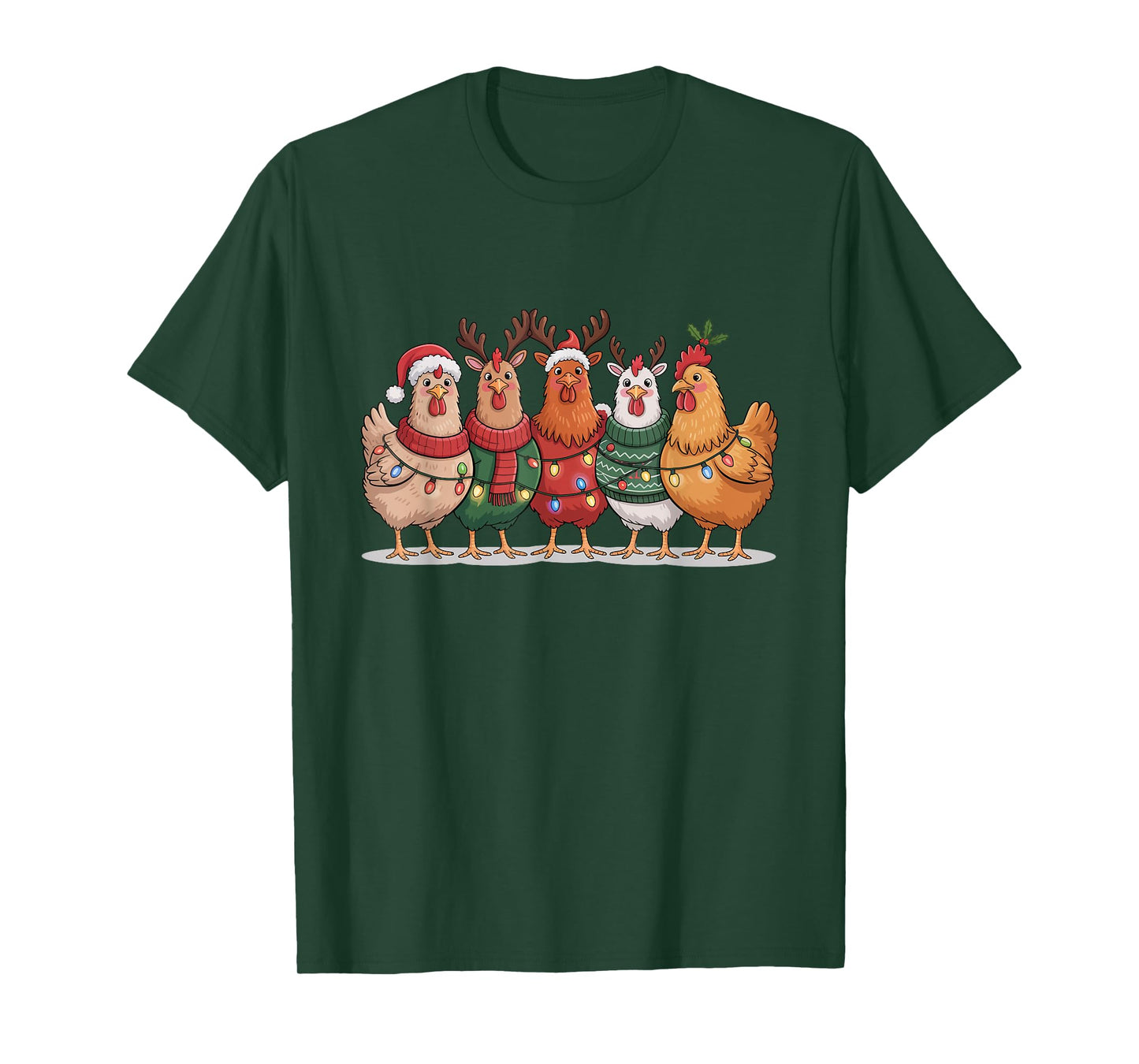 Christmas Lights Chicken Santa Funny Xmas Tree for Men Women T-Shirt