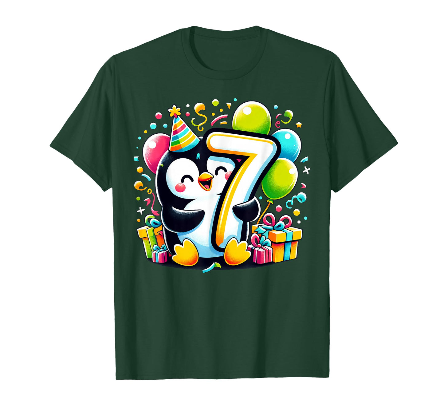 Penguin 7th birthday for boy girl 7 years old seven Penguin T-Shirt