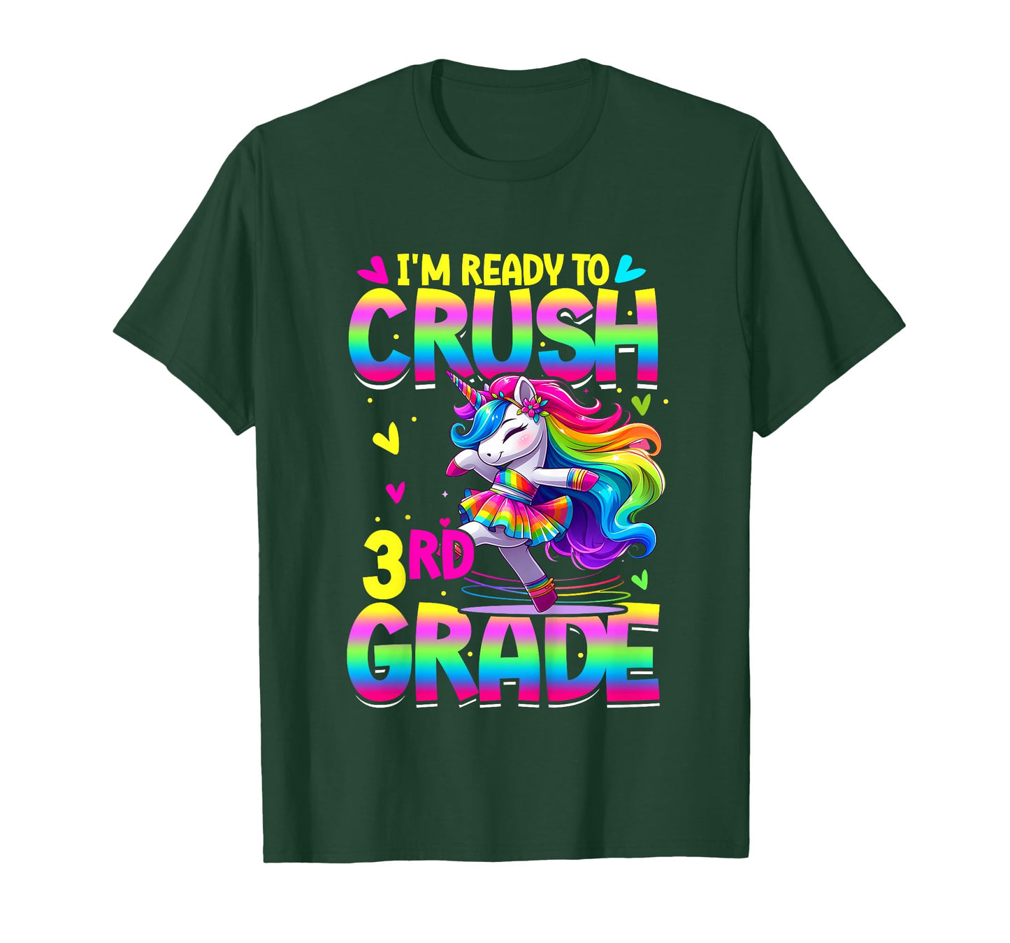 I'm Ready To Crush 3rd Grade Back To School Dancing Unicorn T-Shirt