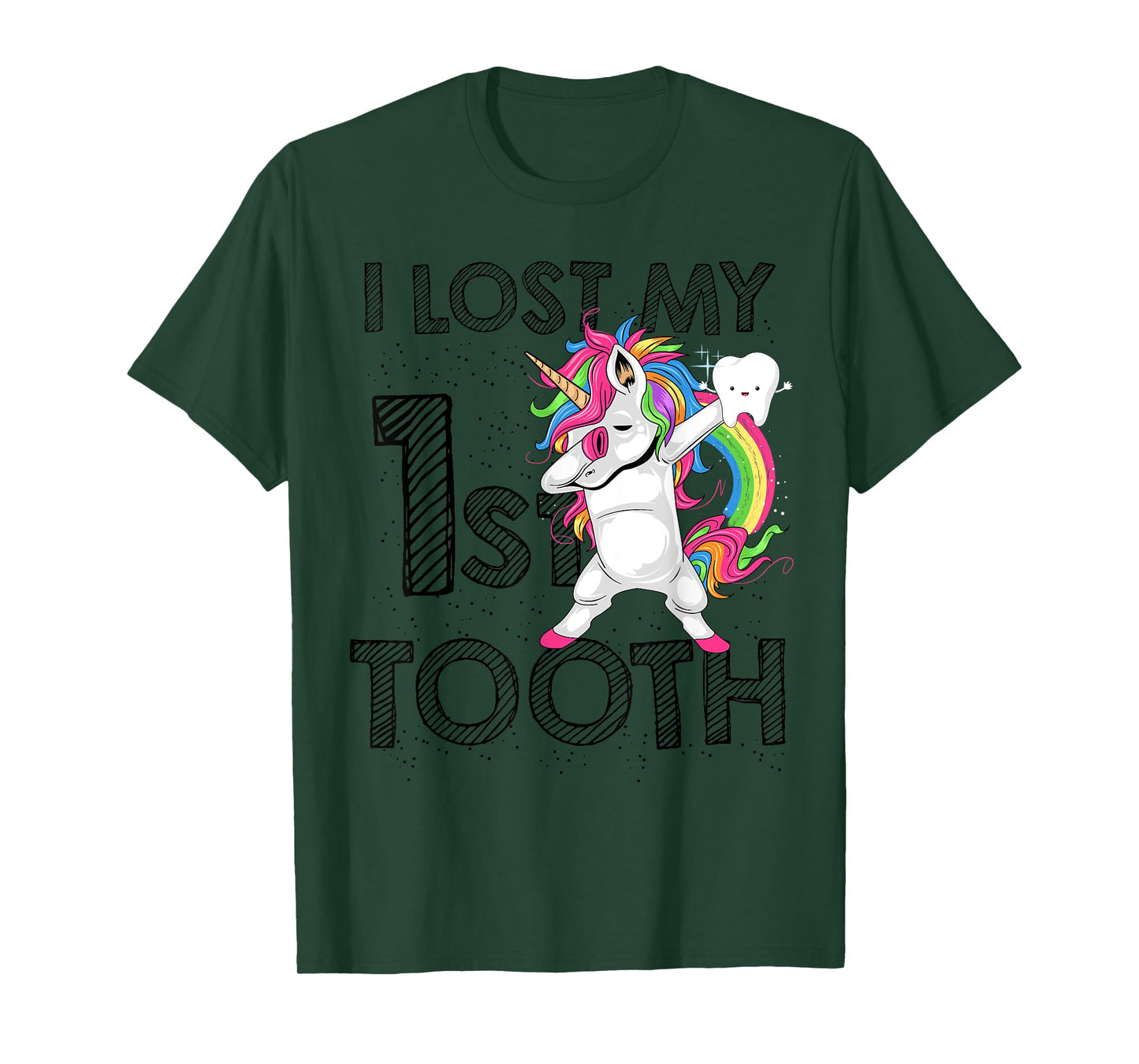 I Lost My First Tooth Baby Teeth Out Fairy Unicorn Dabbing T-Shirt