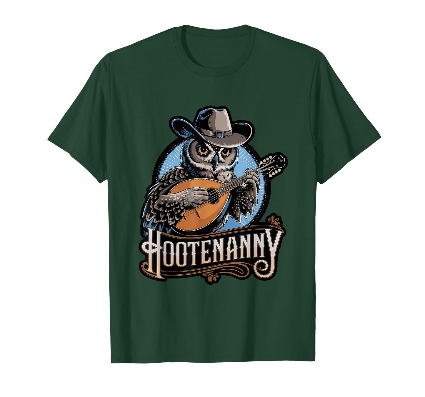 Hootenanny Owl Lover Musical Instrument Folk Music T-Shirt