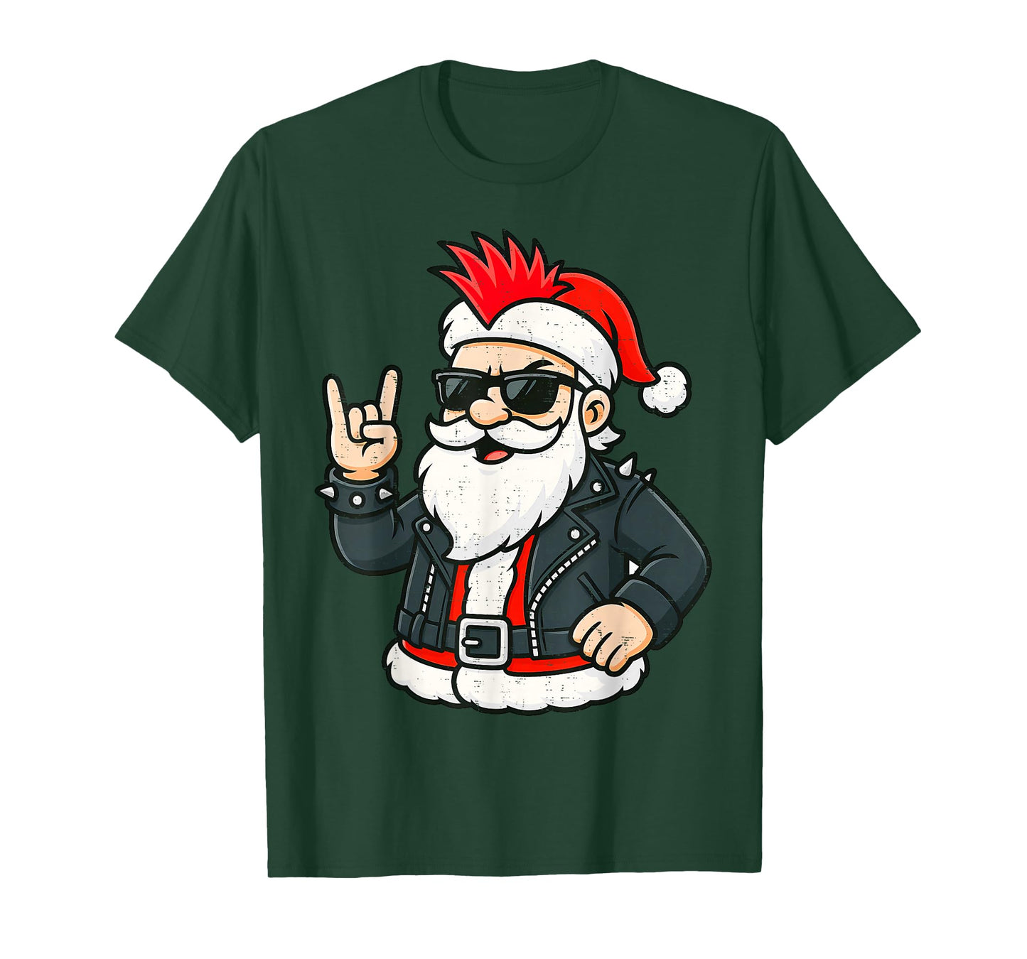 Punk Rock Santa Claus Emo Christmas Rocker Pajamas Men Women T-Shirt
