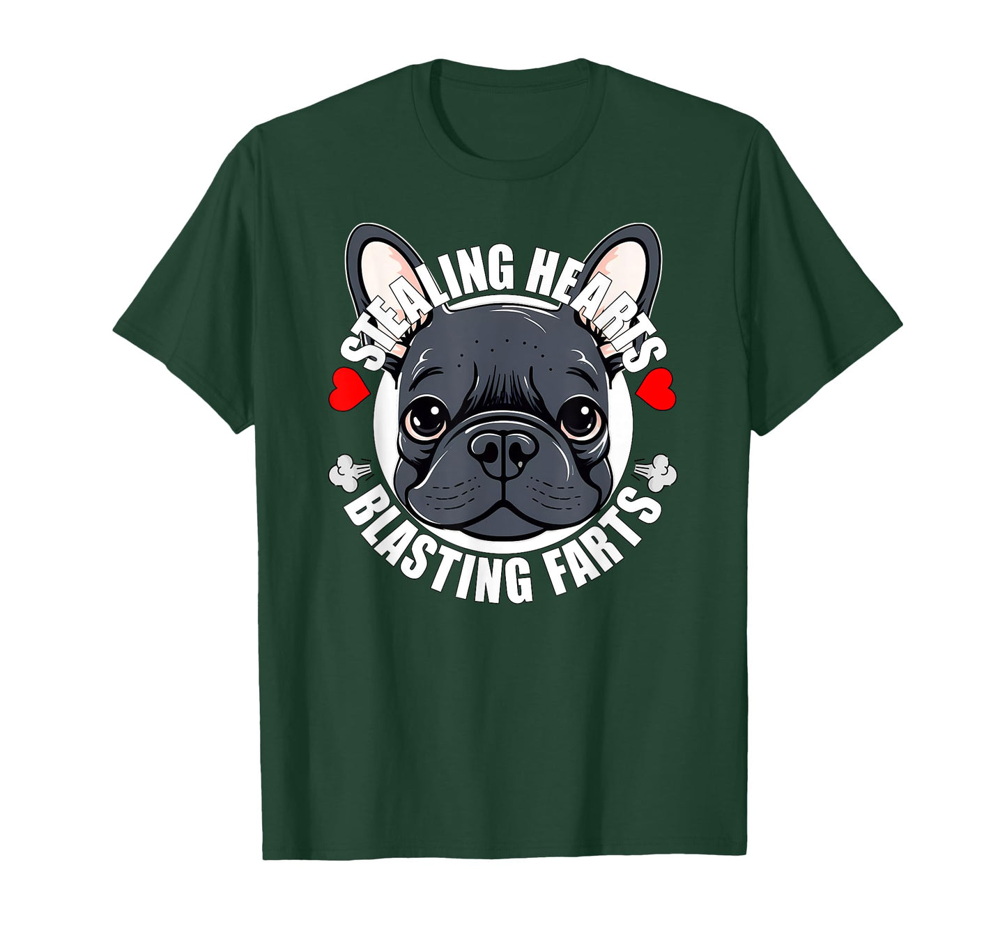 Funny Frenchie French Bulldog Stealing Hearts Blasting Farts T-Shirt