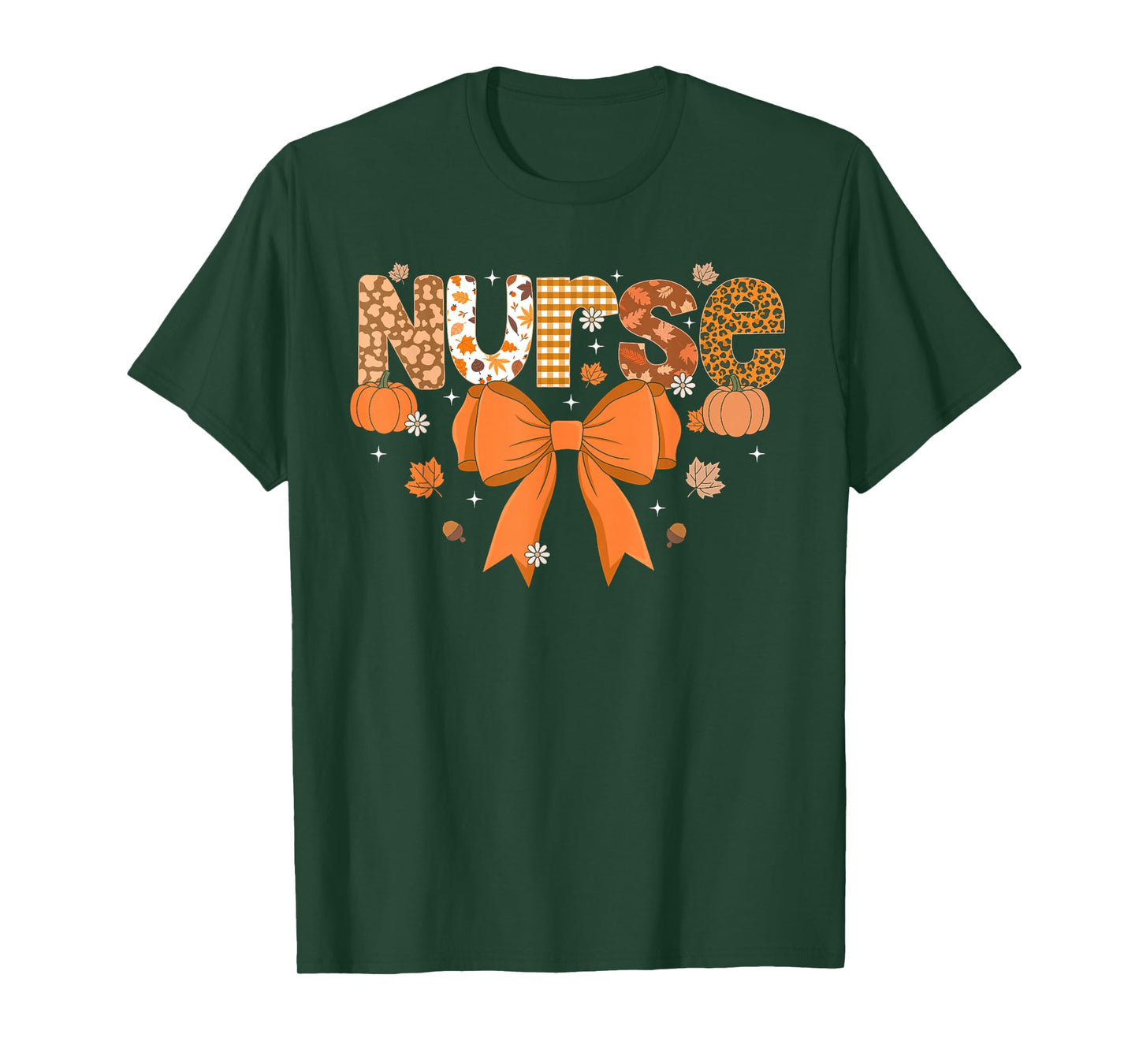 Thanksgiving Nurse Coquette Bow Nursing Fall Autumn Pumpkin T-Shirt