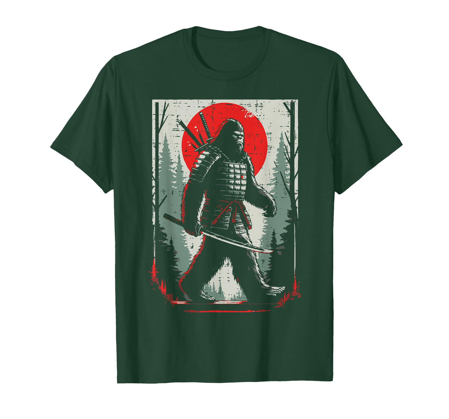 Japanese Bigfoot Samurai Katana Sasquatch Art Men Women Kids T-Shirt