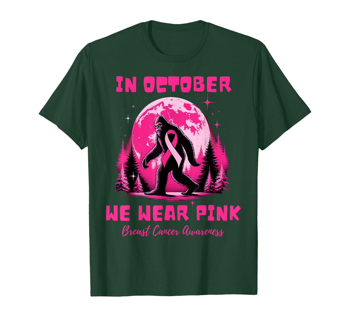 Bigfoot Pink Ribbon Breast Cancer Awareness Month Men Women T-Shirt