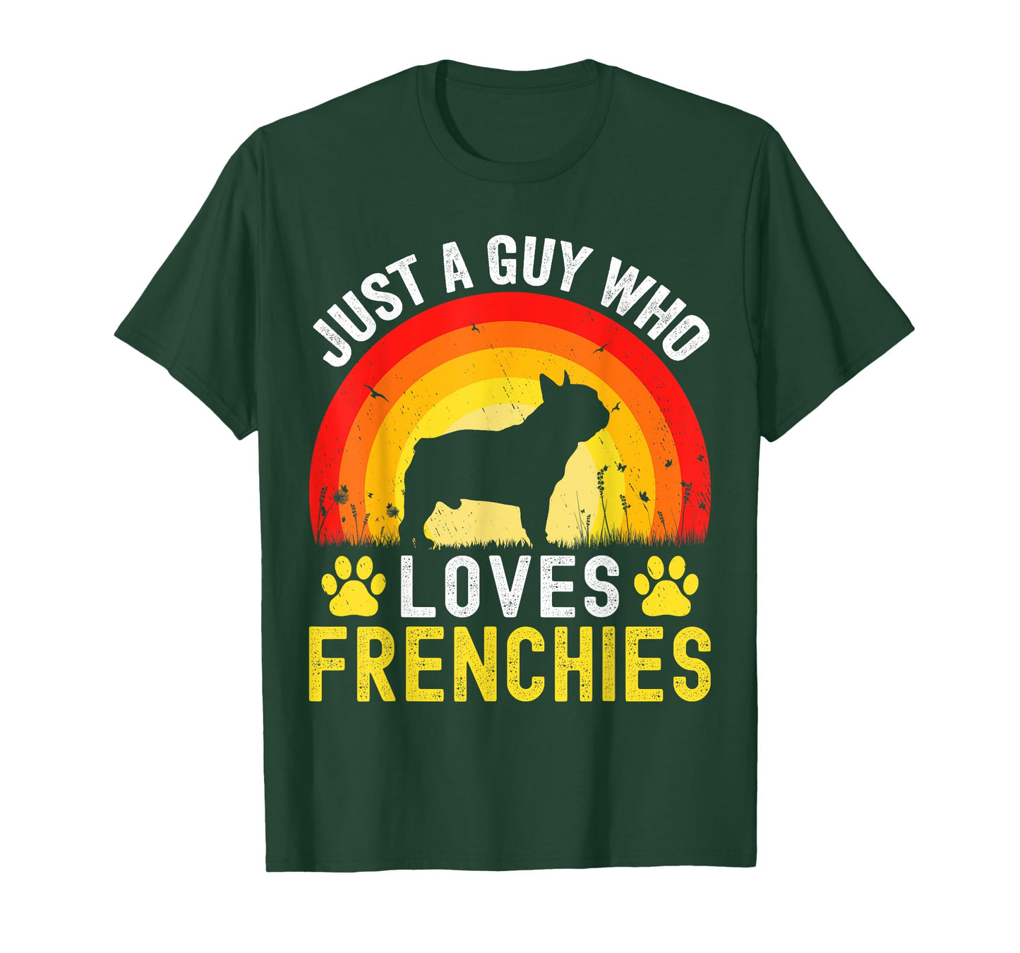 Just A Guy Who Loves Frenchies Retro Vintage Frenchie Dog T-Shirt