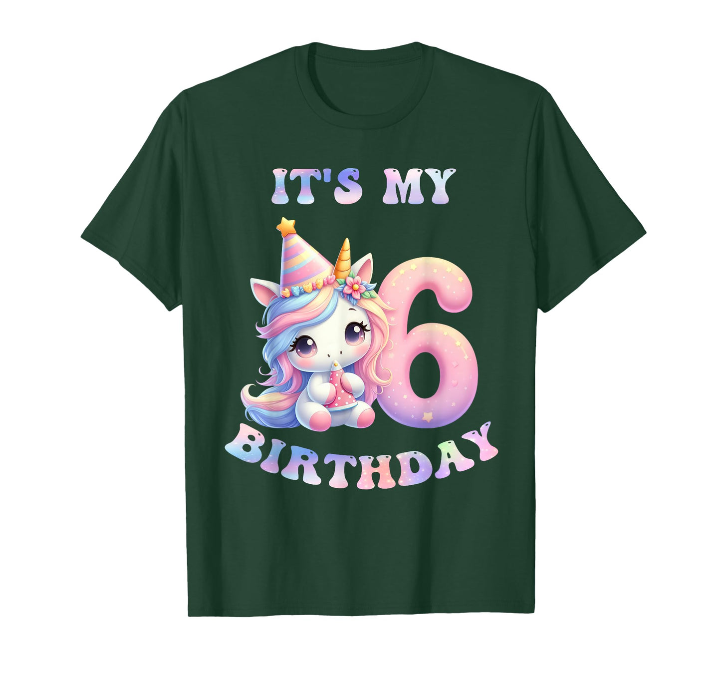 6 Year Old Unicorns Costume For 6th Birthday Girl Party T-Shirt