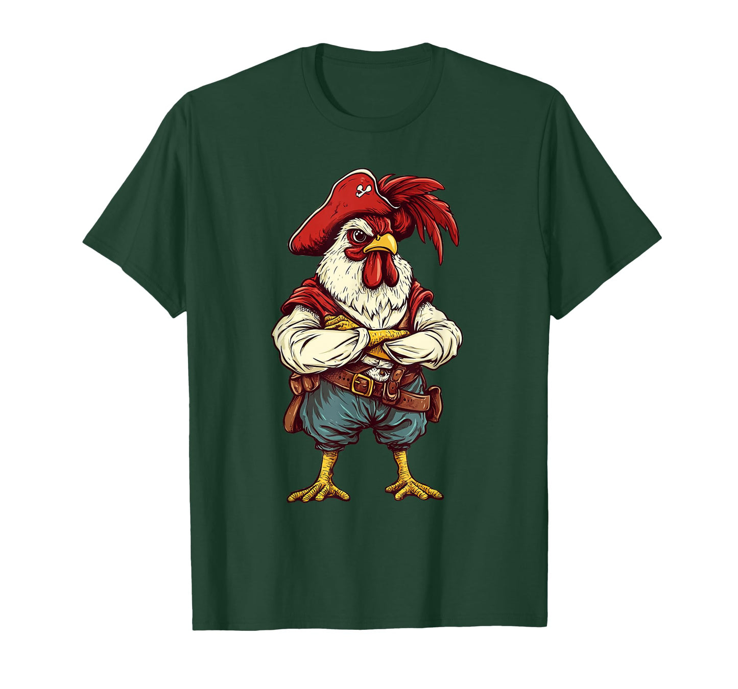 Chicken Dressed As A Pirate Funny Chicken Halloween T-Shirt