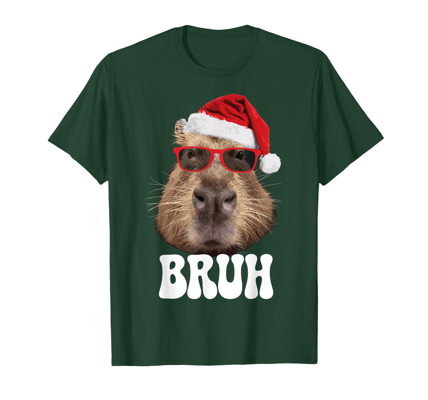 Bruh Capybara Funny Santa Hat Christmas Season Capybara T-Shirt