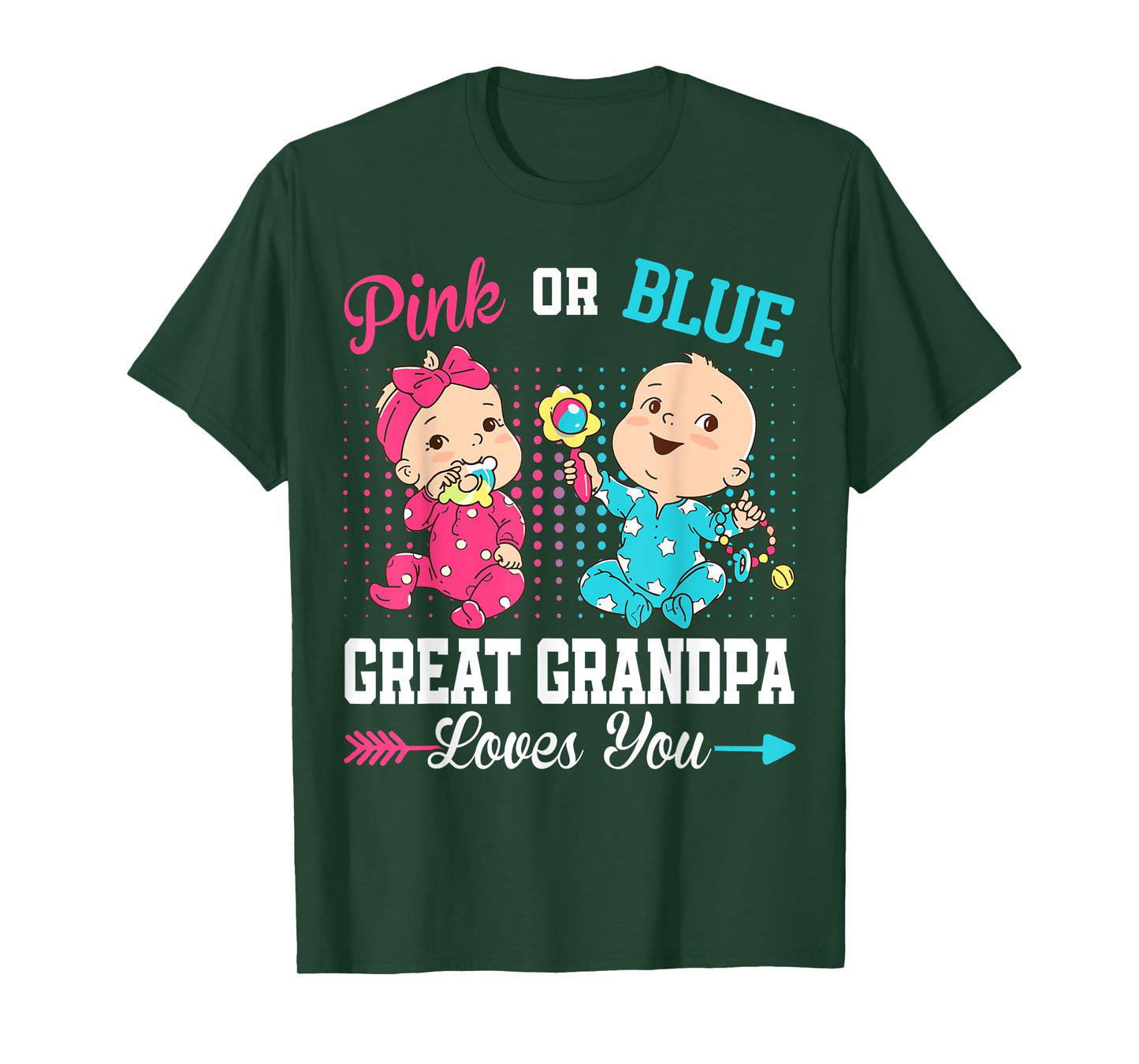 Pink Or Blue Great Grandpa Loves You Gender Reveal Party T-Shirt