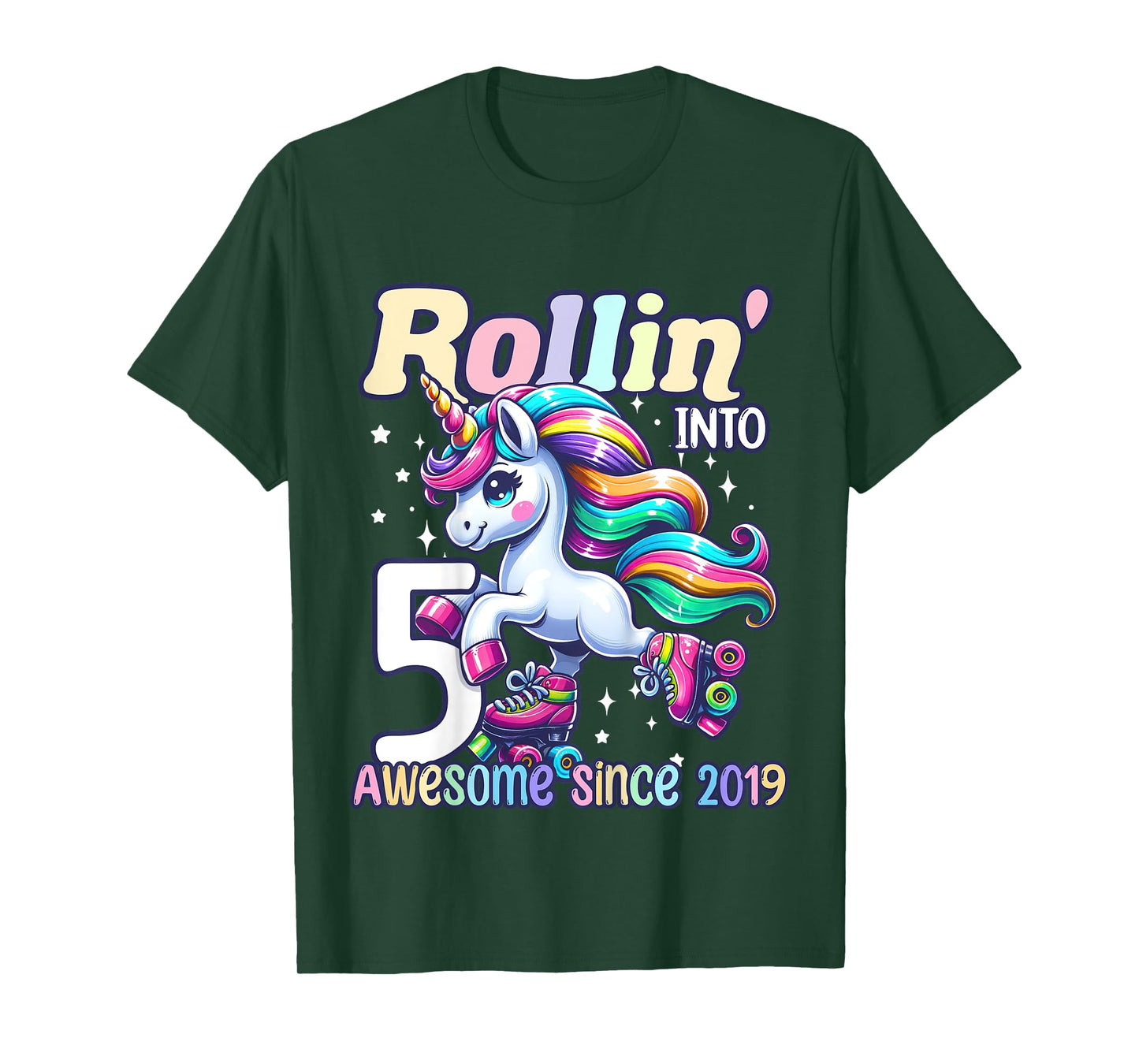 Kids Unicorn 5th Birthday 5 Year Old Roller Skate Party Girls T-Shirt