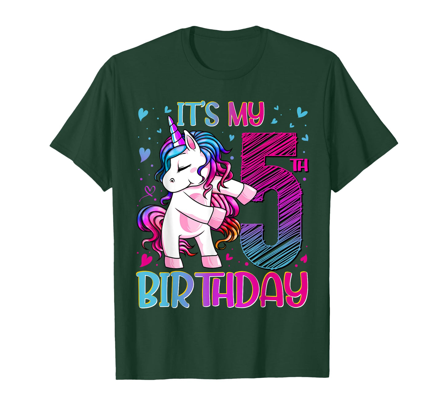 5 Year Old Gifts Unicorn Flossing 5th Birthday Girl Party T-Shirt