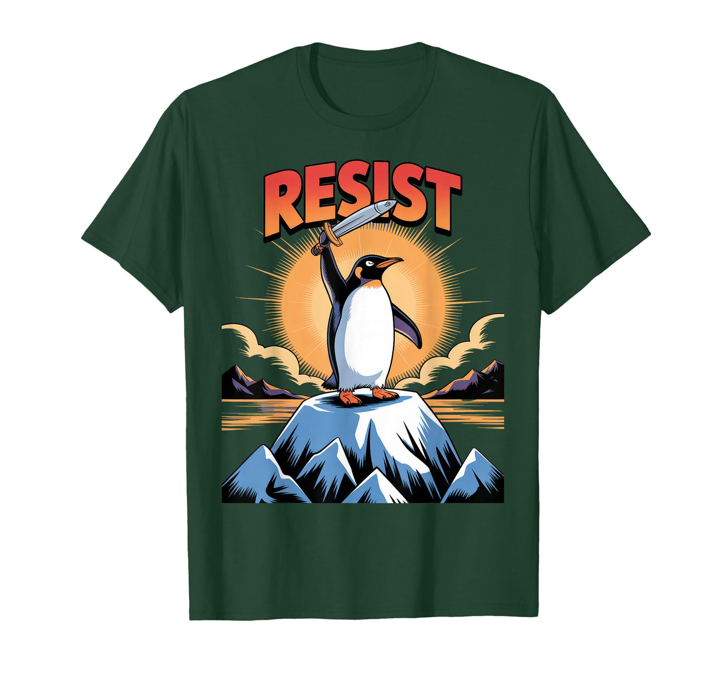 Penguins Protest Against Tariffs Funny Penguin Tariff T-Shirt