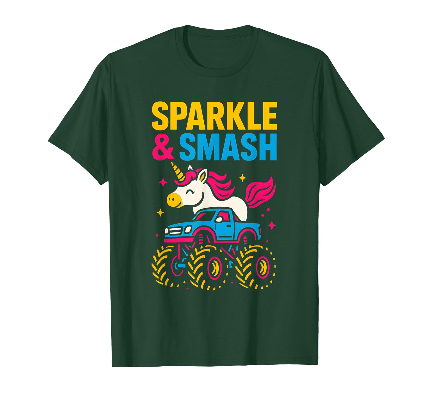 Cute Unicorn Monster Truck Sparkle & Smash Girls Cute T-Shirt