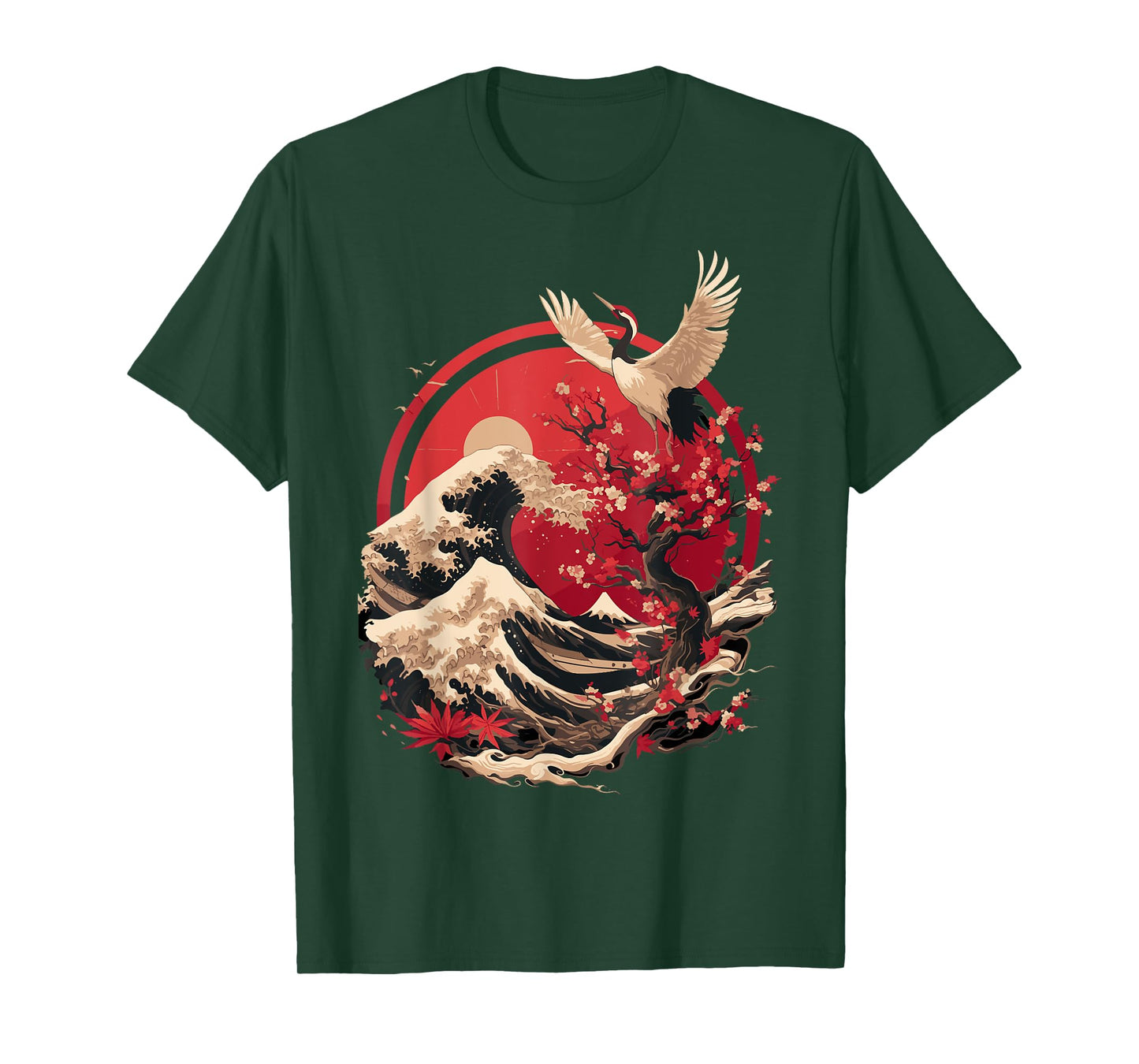 Japanese Crane Japan Cherry Blossom T-Shirt
