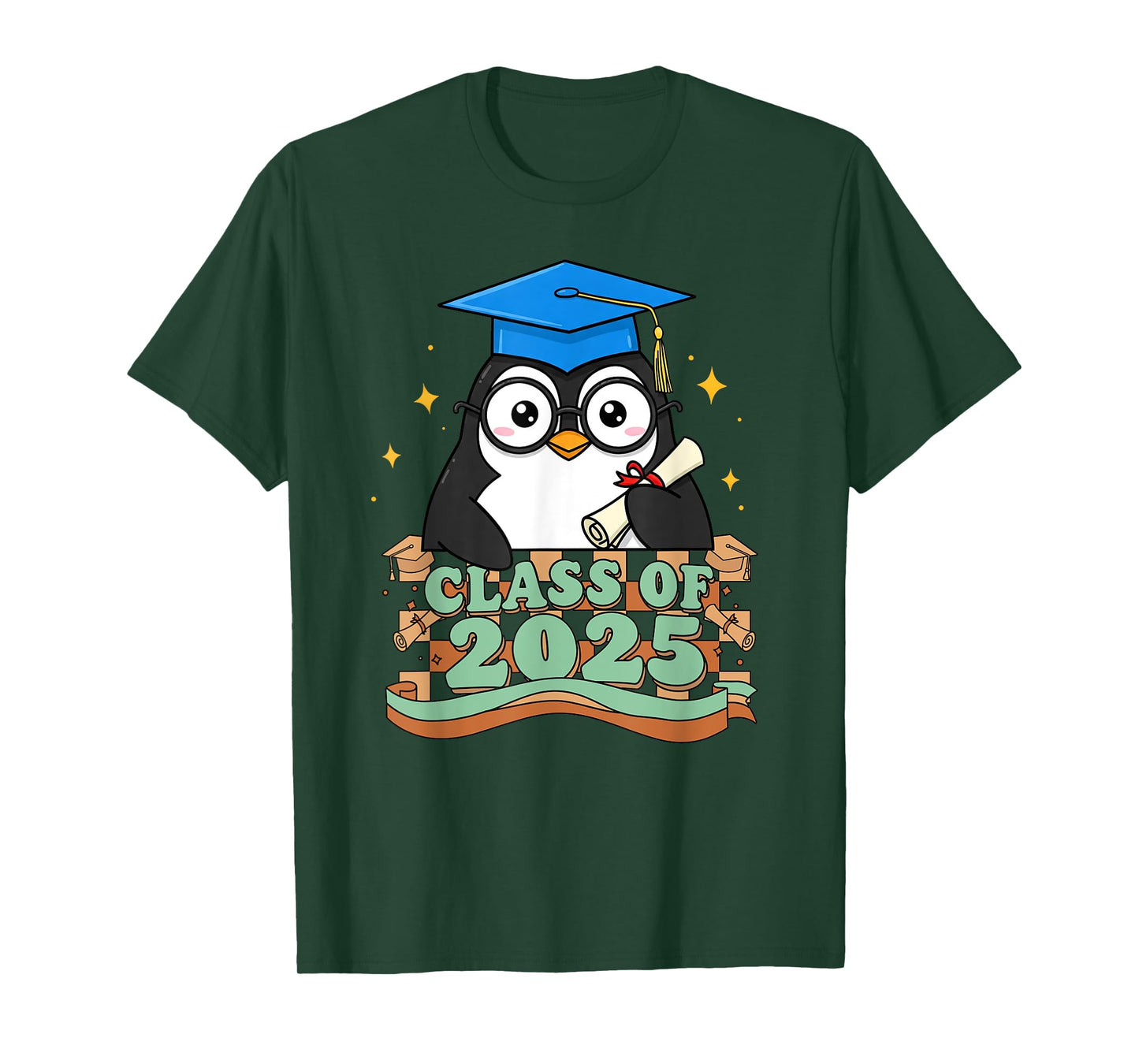 Graduate Penguin Class Of 2025 Kids Mens Womens Graduation T-Shirt