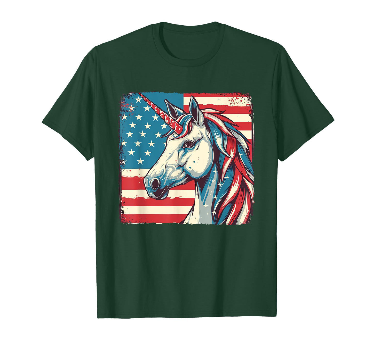 Unicorn American Patriot TShirt Fourth of July Women Men T-Shirt