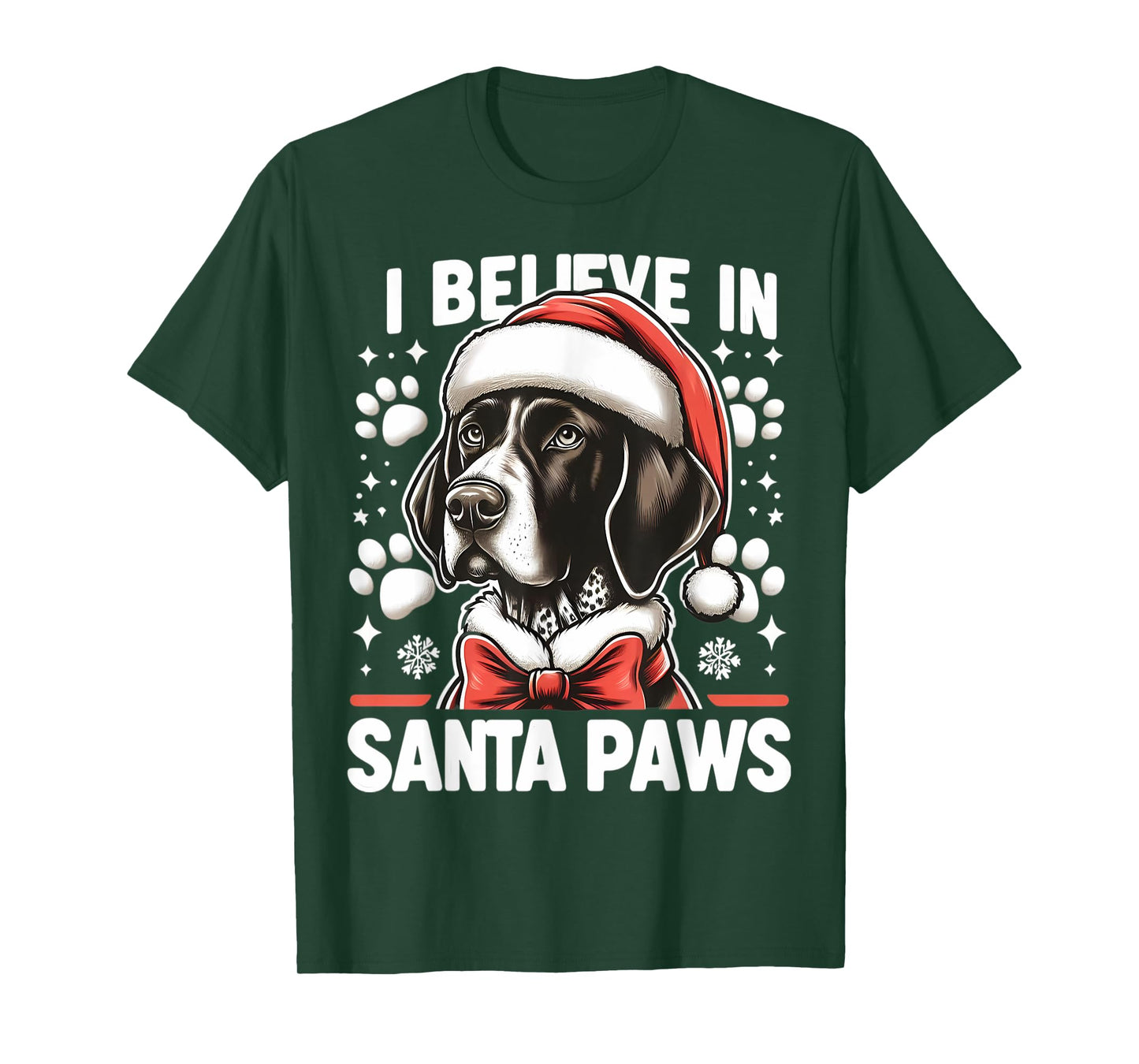 I Believe In Santa Paws German Shorthaired Pointer Christmas T-Shirt