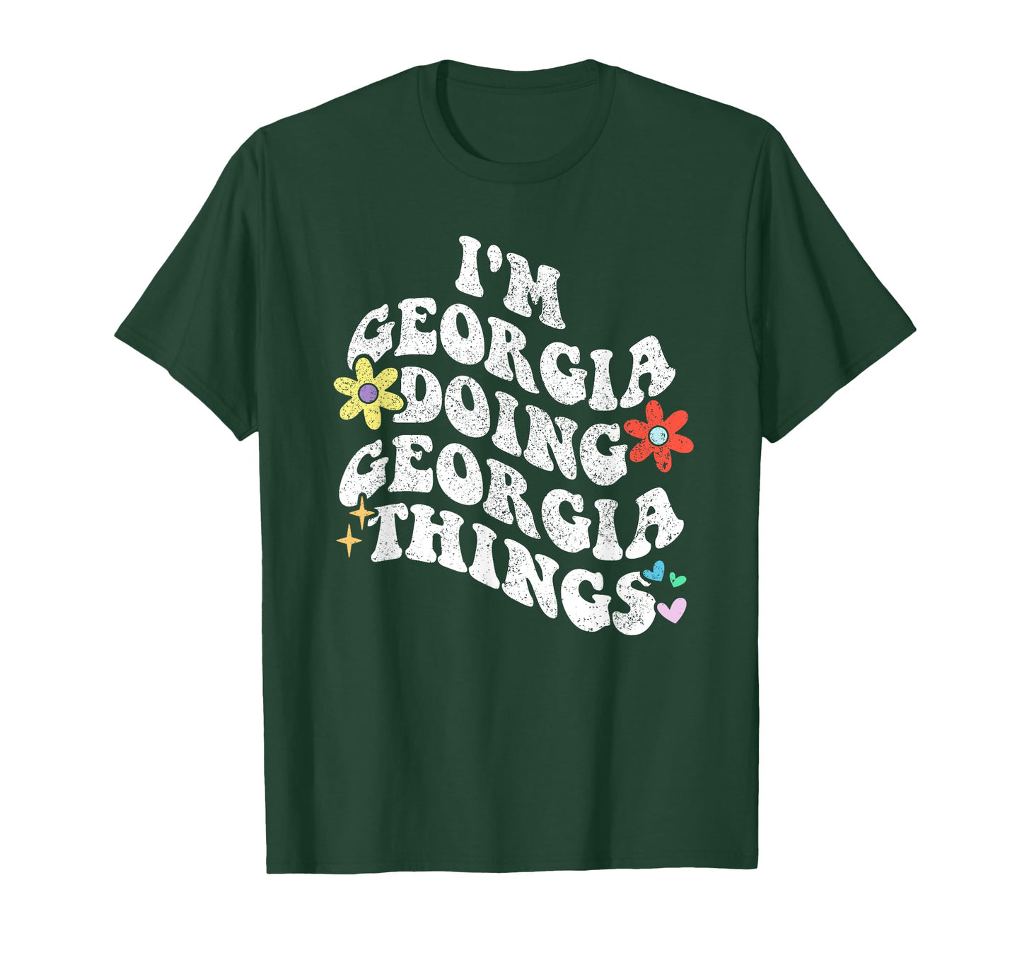 Personalized Name Mothers Day outfit For Women Retro Groovy Im GEORGIA Doing GEORGIA Things Funny Mother's T-Shirt