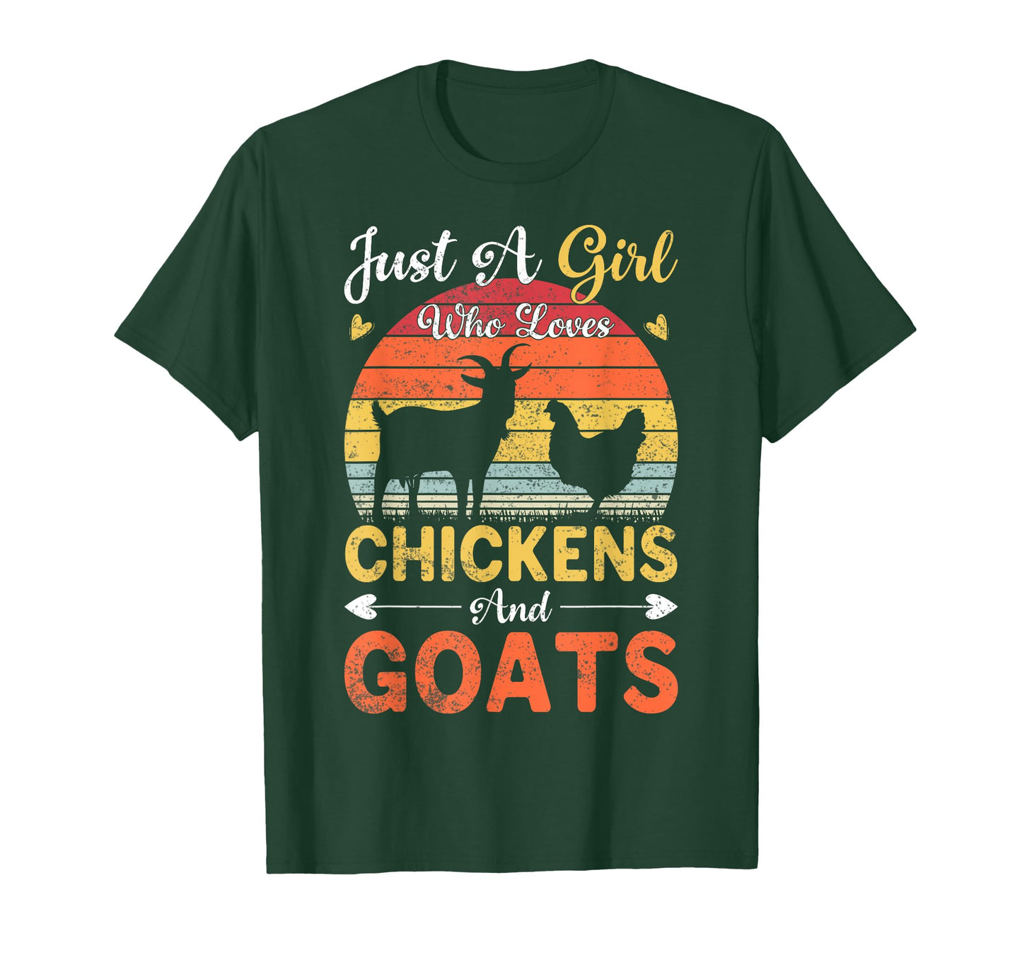 Vintage Just A Girl Who Loves Chickens And Goats Farmer Gift T-Shirt