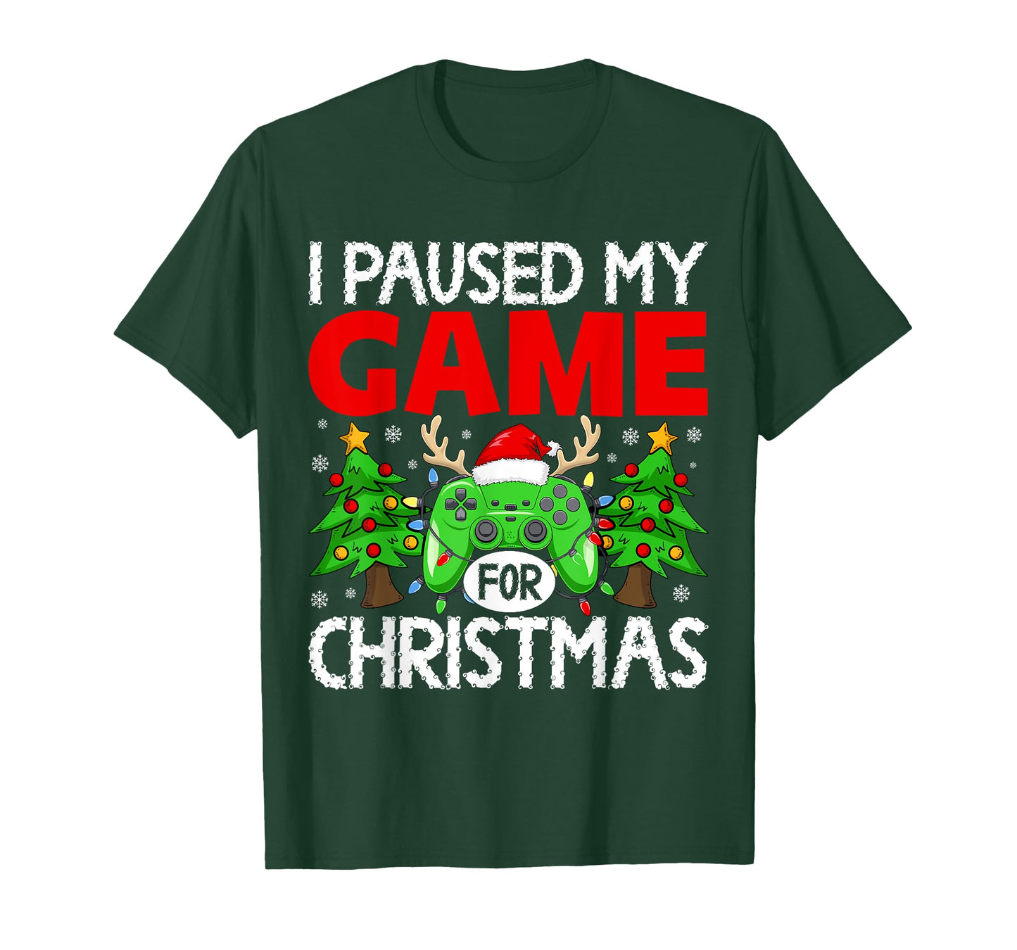 Paused My Game Christmas Gamer Xmas Men Boys Kids Teen T-Shirt