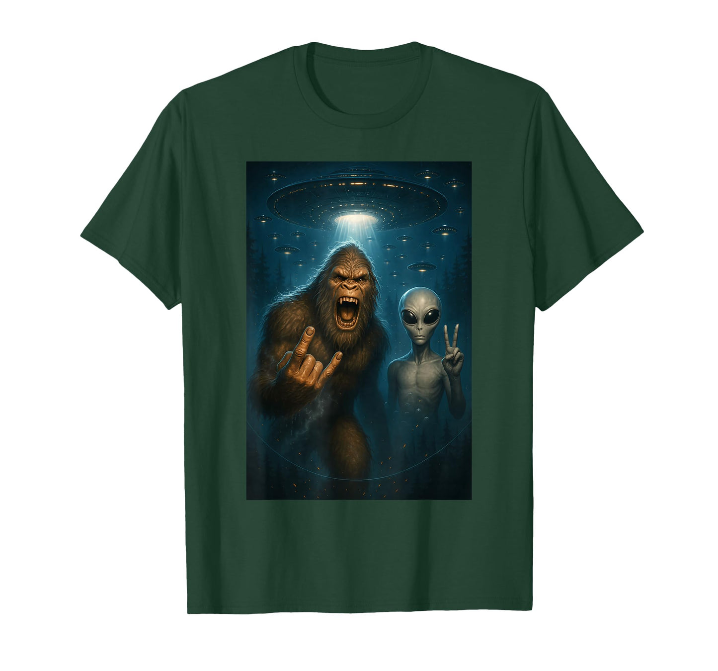 Bigfoot Alien UFO T-Shirt