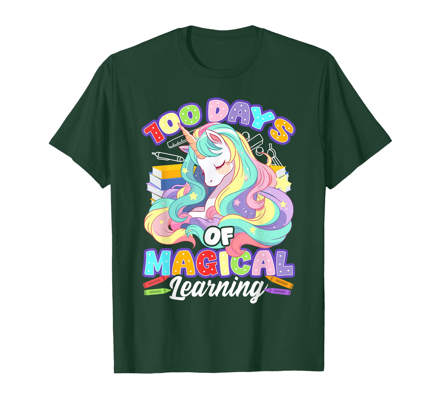 100 Days of School Unicorn Girls 100 Magical Days Girls T-Shirt