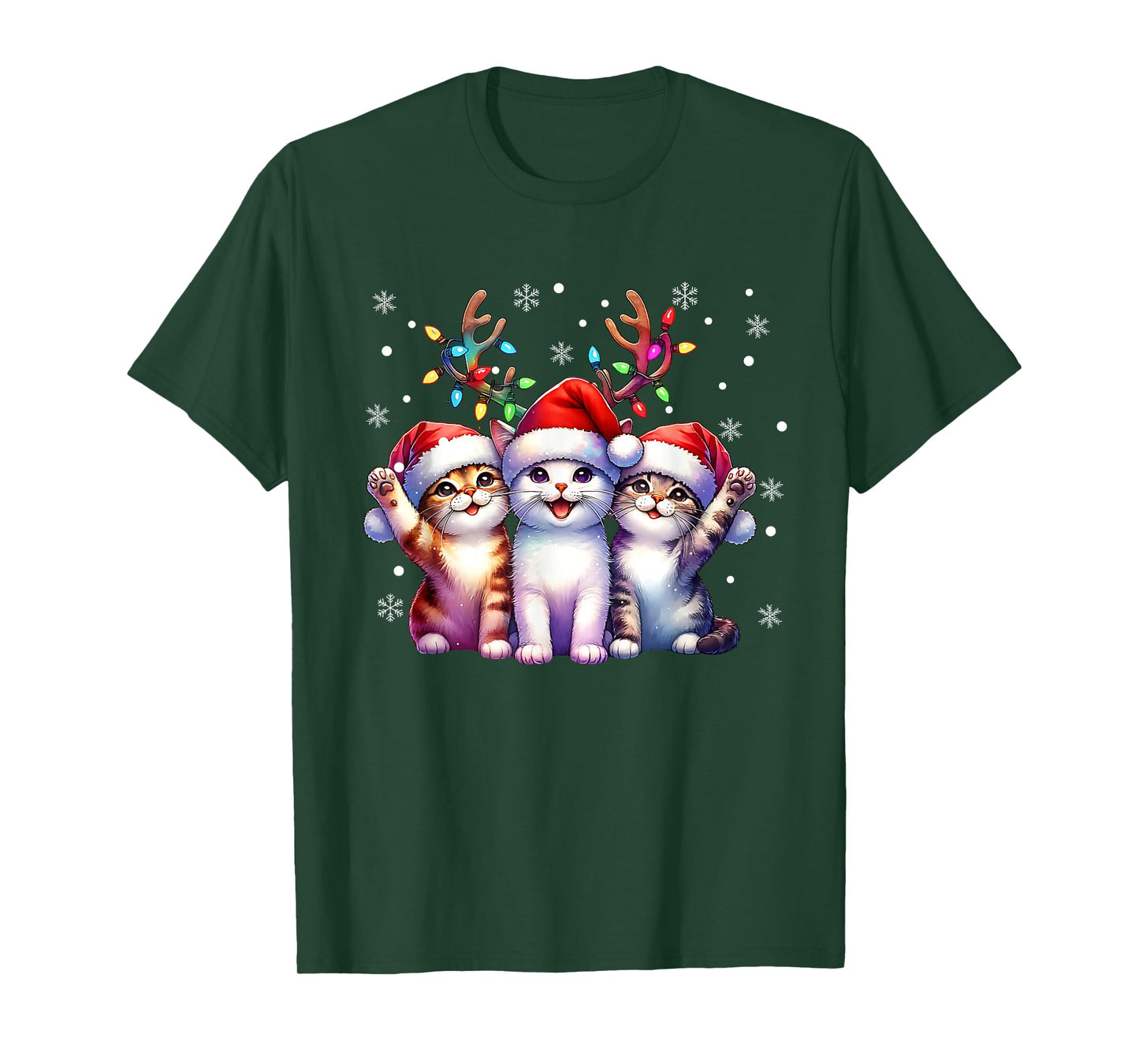 Christmas Cat Santa Reindeer Cat Lover Christmas Cats T-Shirt