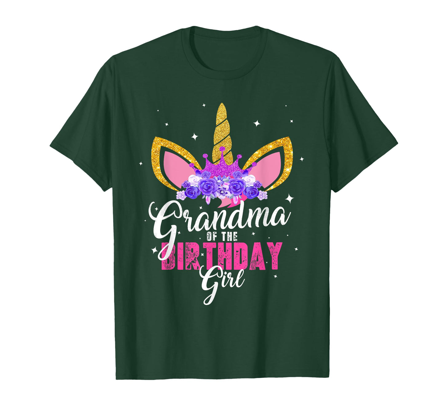 Grandma Of The Birthday Girl Unicorn Princess Grandmother T-Shirt