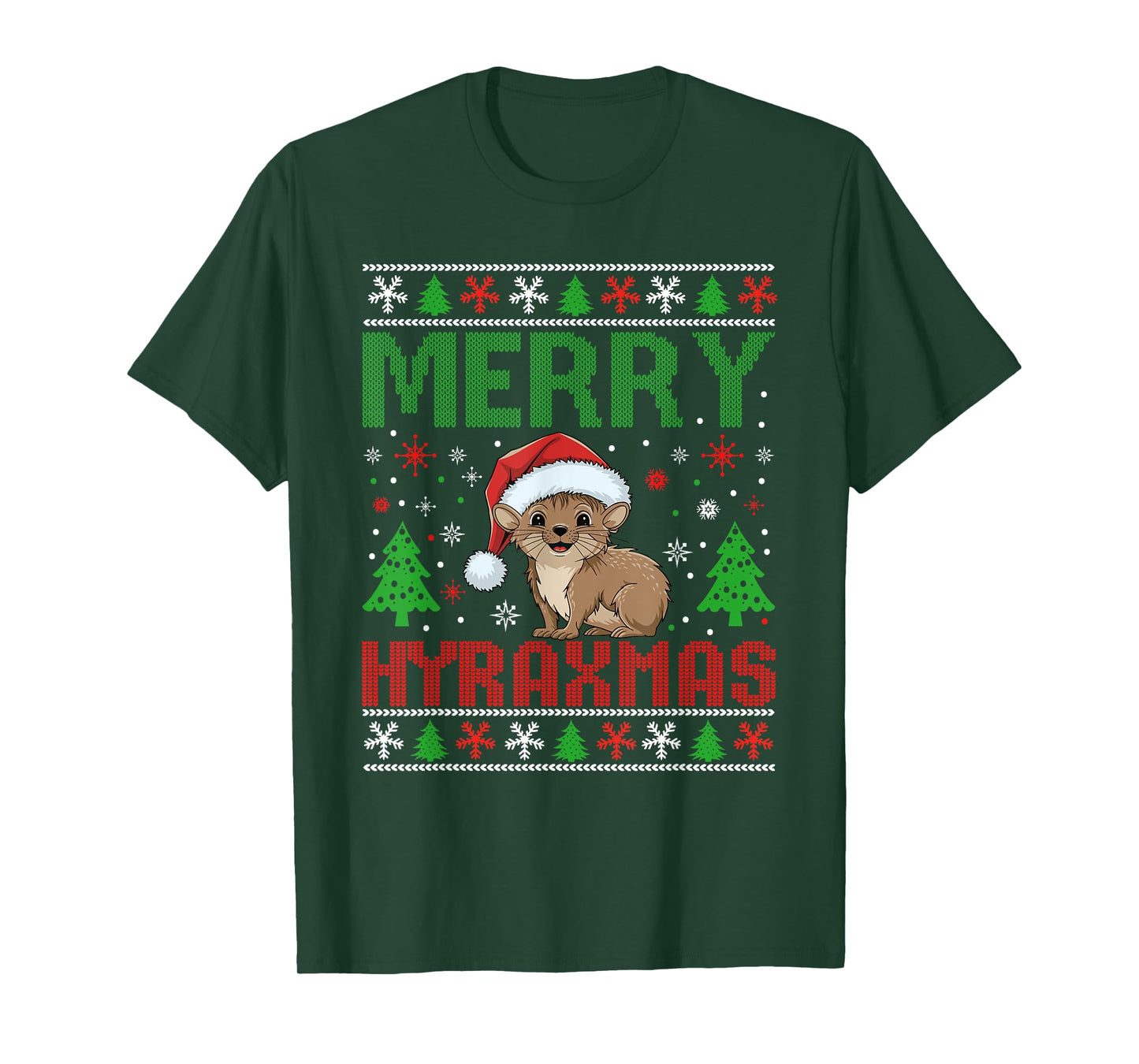 Merry Hyraxmas Ugly Christmas Funny Cute Xmas Pajama Hyrax T-Shirt