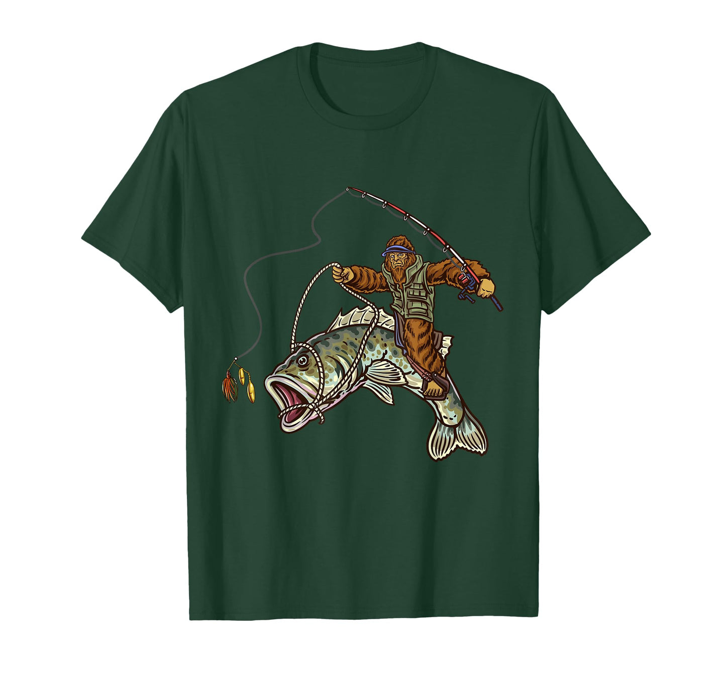 Largemouth Bass Fishing Bigfoot Fisherman T-Shirt
