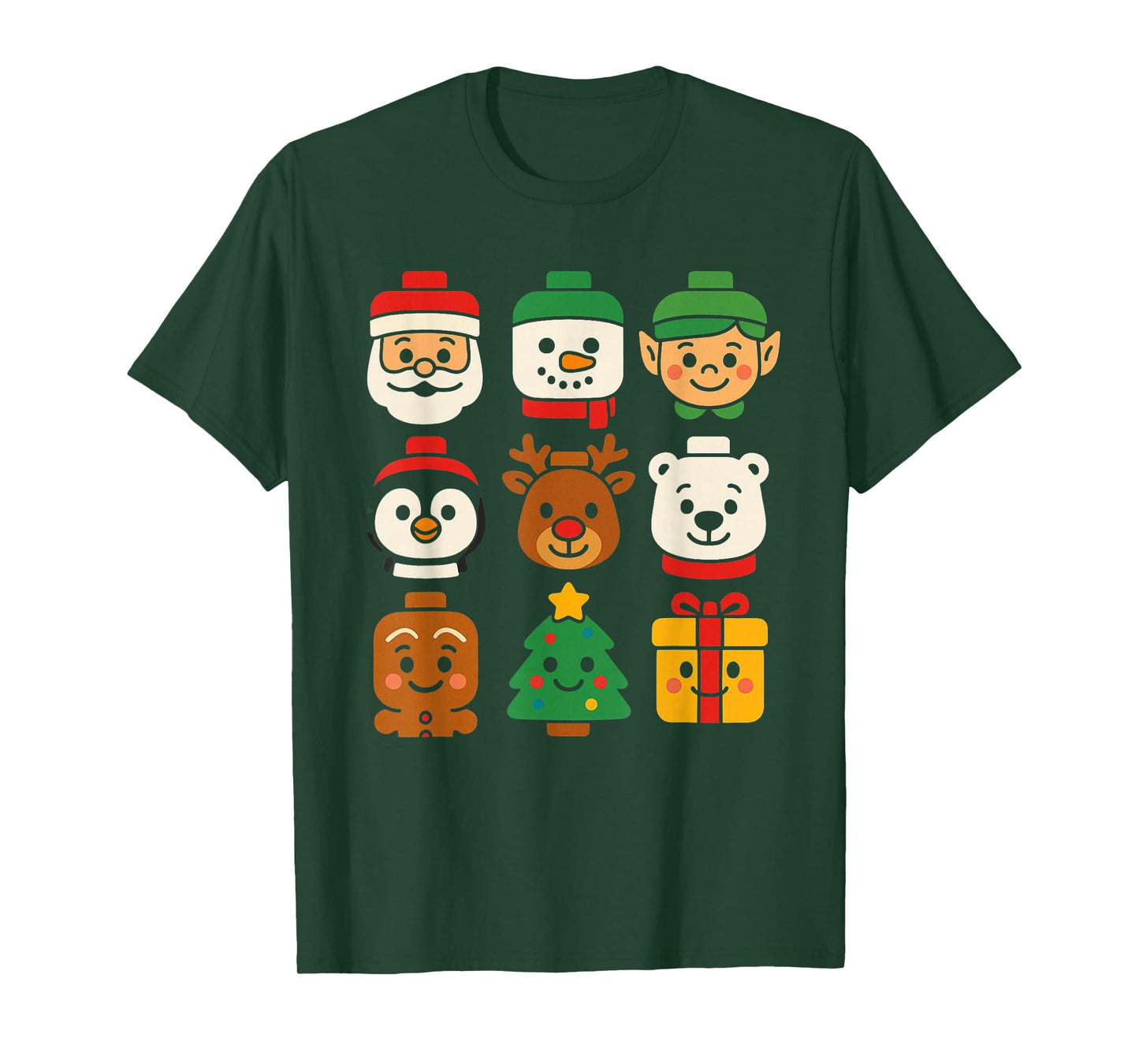 Christmas Building Brick Santa Elf Snowman Xmas Boys Girls T-Shirt