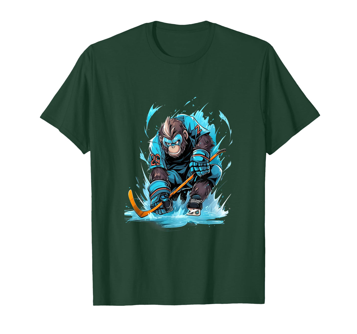 Monkey Ice Hockey Player Hockey Stick Goalkeeper T-Shirt
