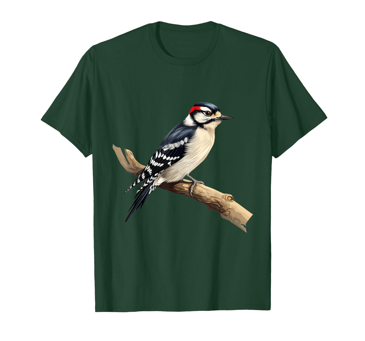 I Like Birds Apparel Downy Woodpecker Bird Lover T-Shirt - Unisex-Adults, Kids - Black - Short Sleeve - Classic Fit - Medium - US Size 6