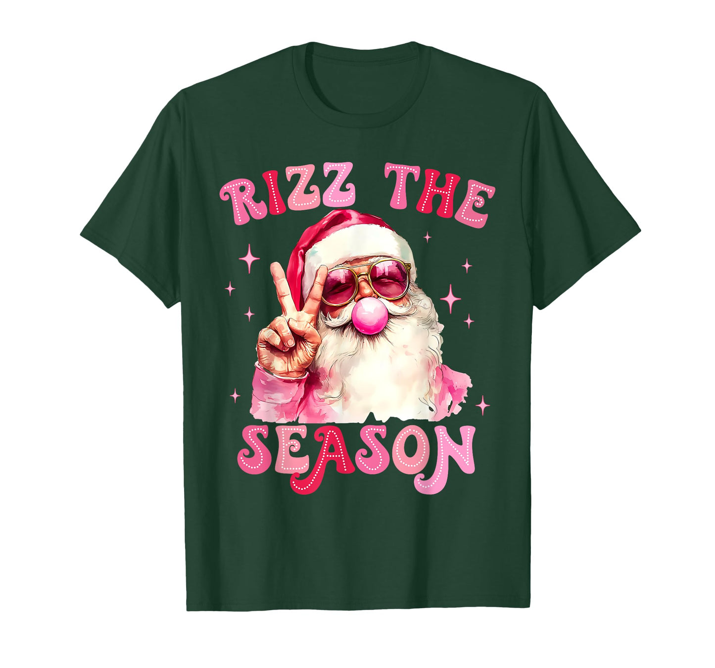 Rizz The Season Santa Pink Bubble Gum Rizzmas Christmas Kids T-Shirt