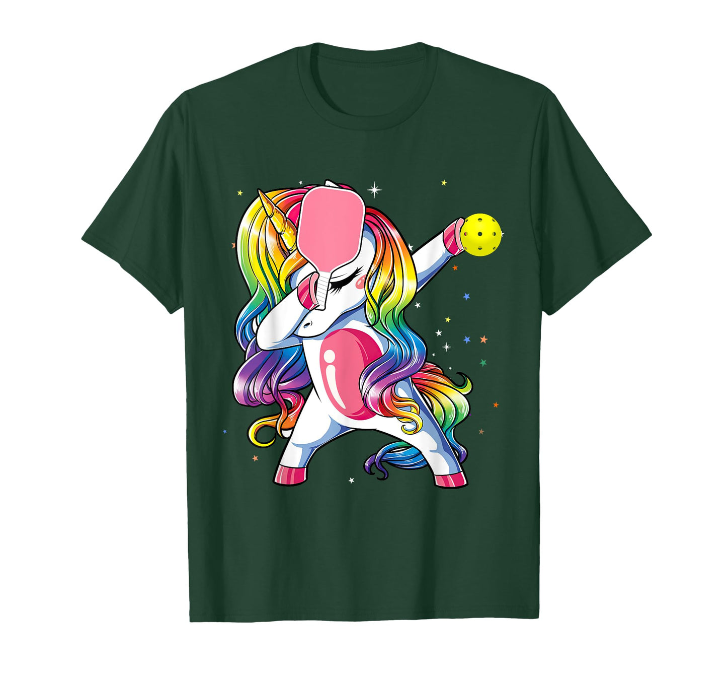 Dabbing Unicorn Playing Pickleball Player Lover Matching Kid T-Shirt
