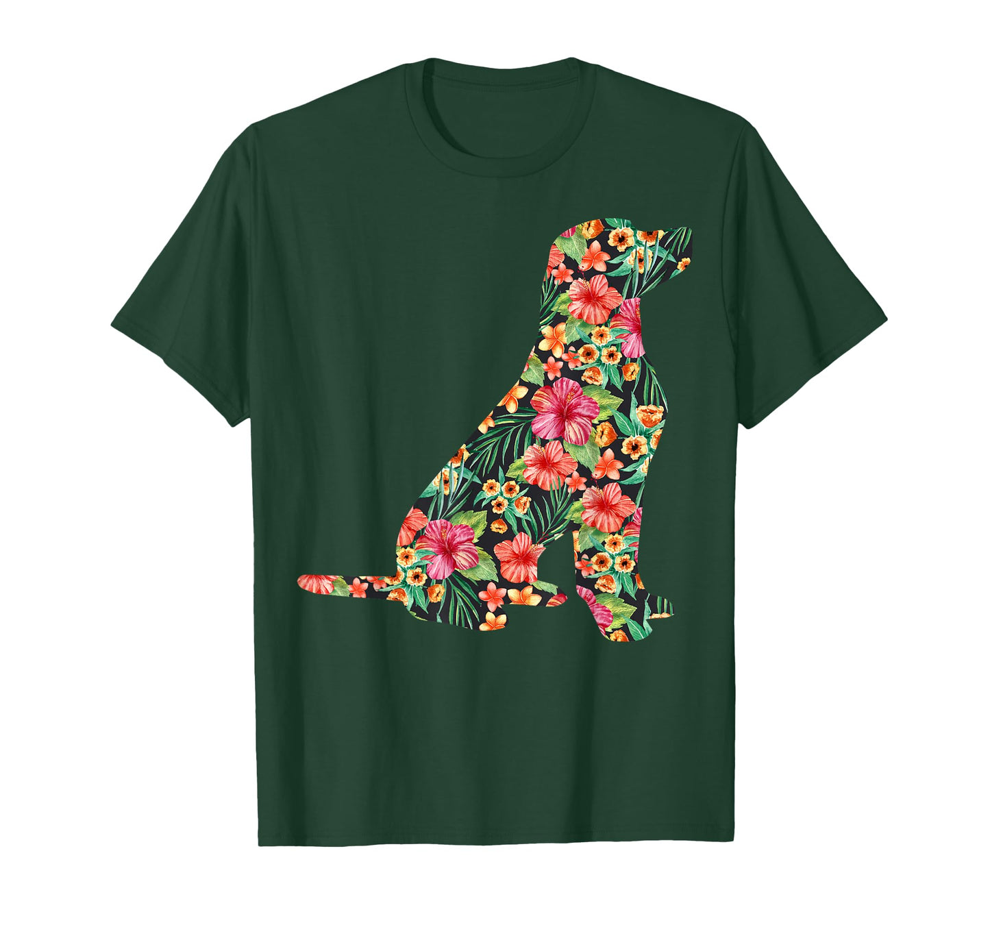 Labrador Flower Funny Dog Silhouette Floral Gifts Women Men T-Shirt