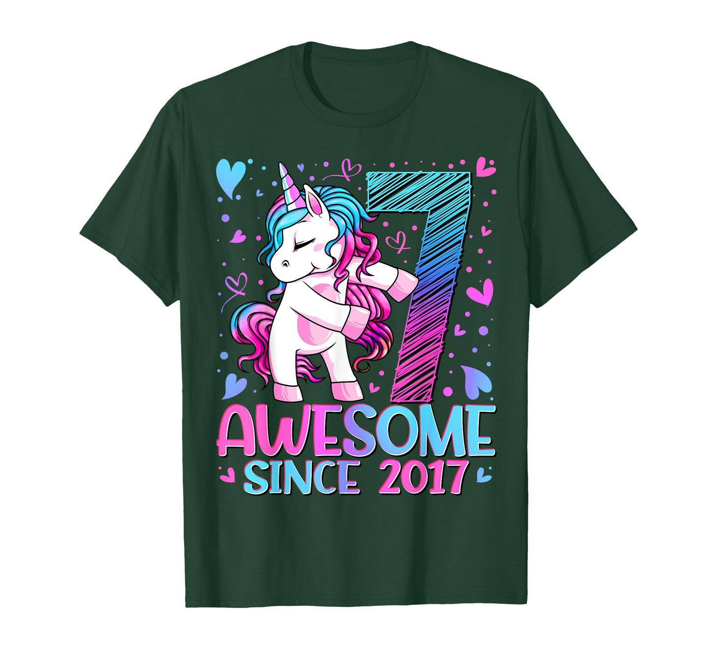 7 Years Old Flossing Unicorn Gifts 7th Birthday Girl Party T-Shirt