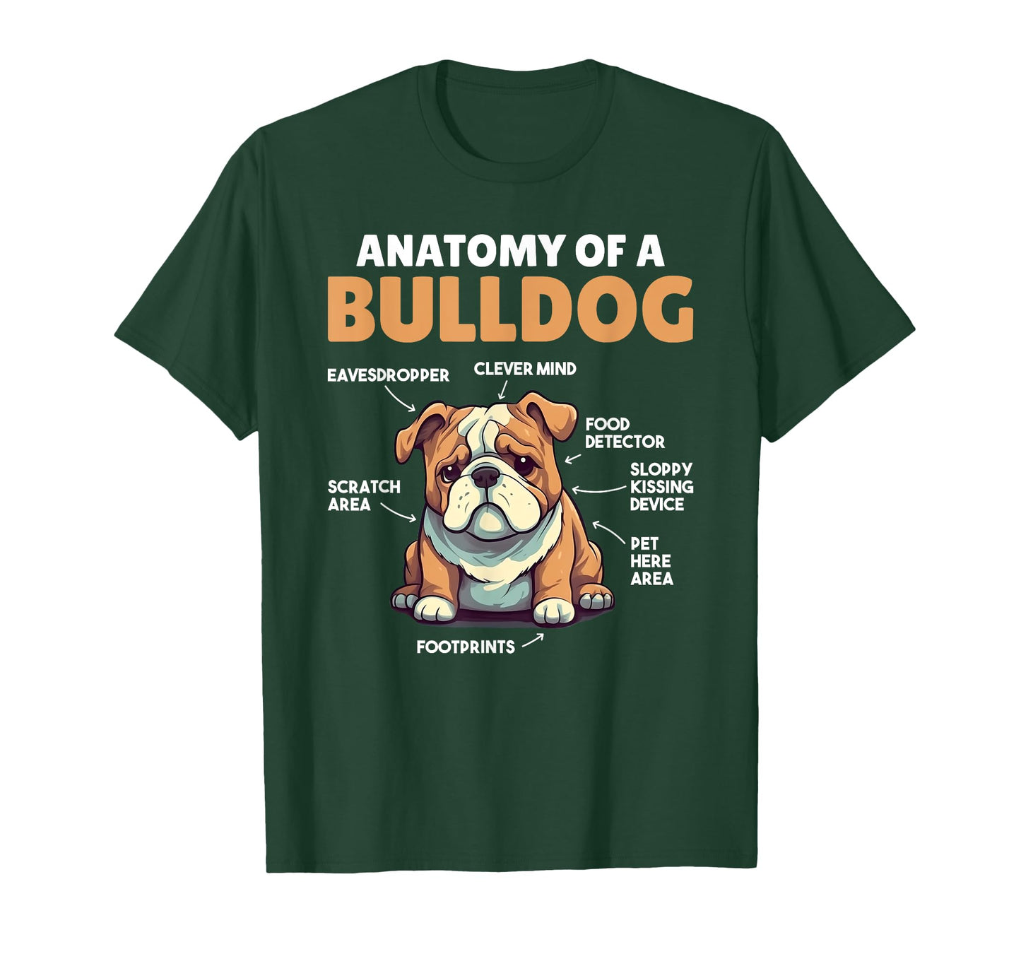 Cute Dogs Explanation Anatomy Of A Bulldog Men Women Girls Kids T-Shirt