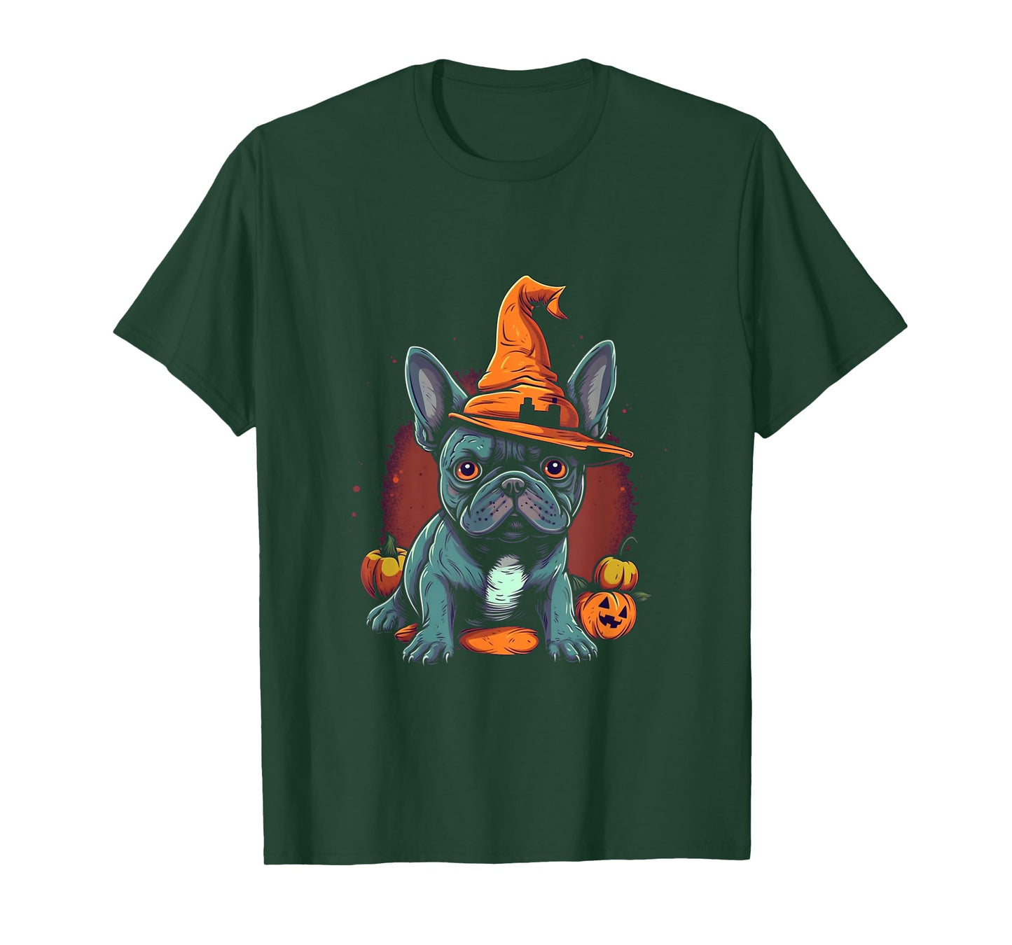 French Bulldog Witch Hat Halloween Costume Dog Lover Puppy T-Shirt for Men Women Kids