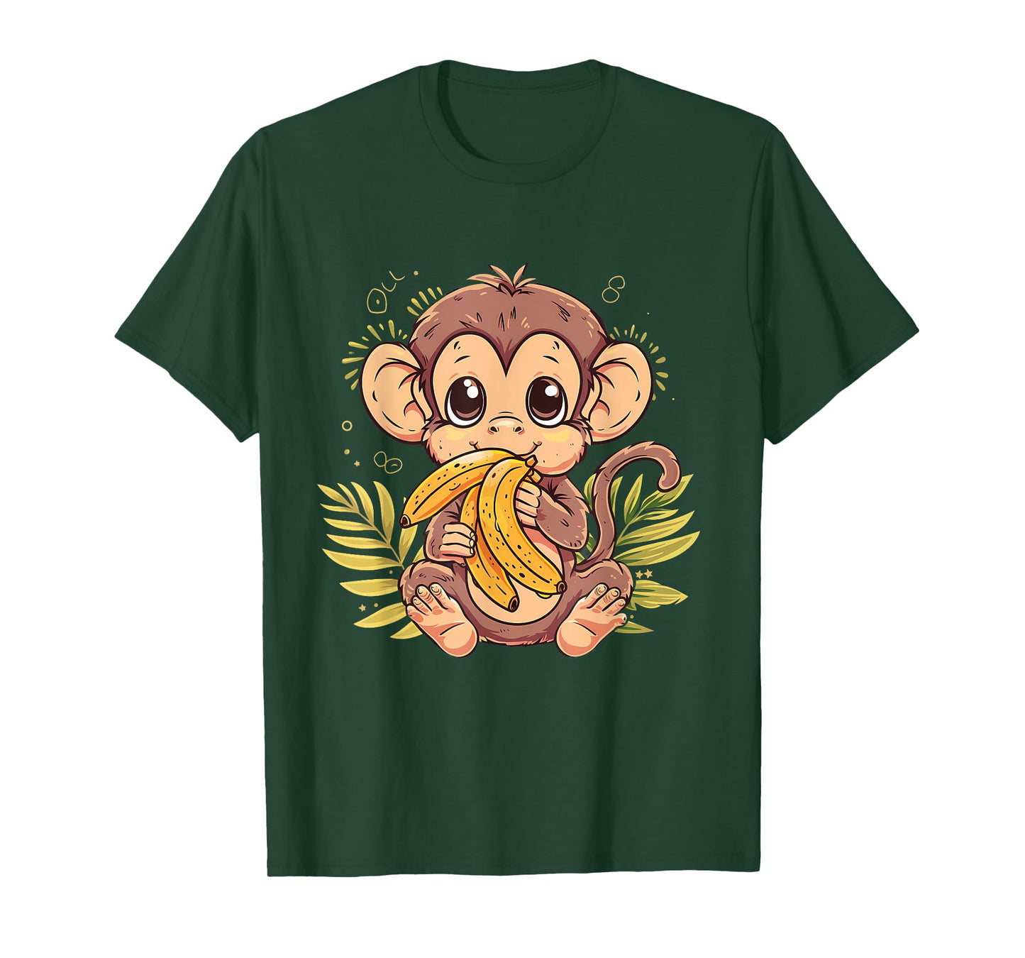 Banana Monkey Bananas Fruit Artwork Cute Monkey Drawing T-Shirt