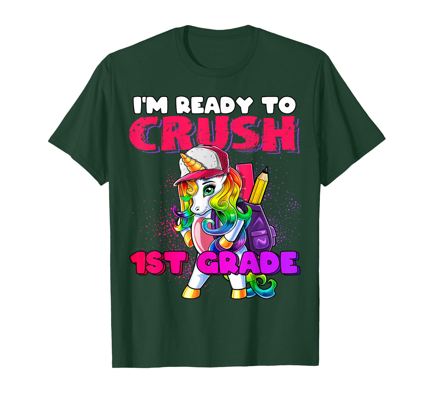 Crush 1st Grade Unicorn Backpack Back to School Girls T-Shirt