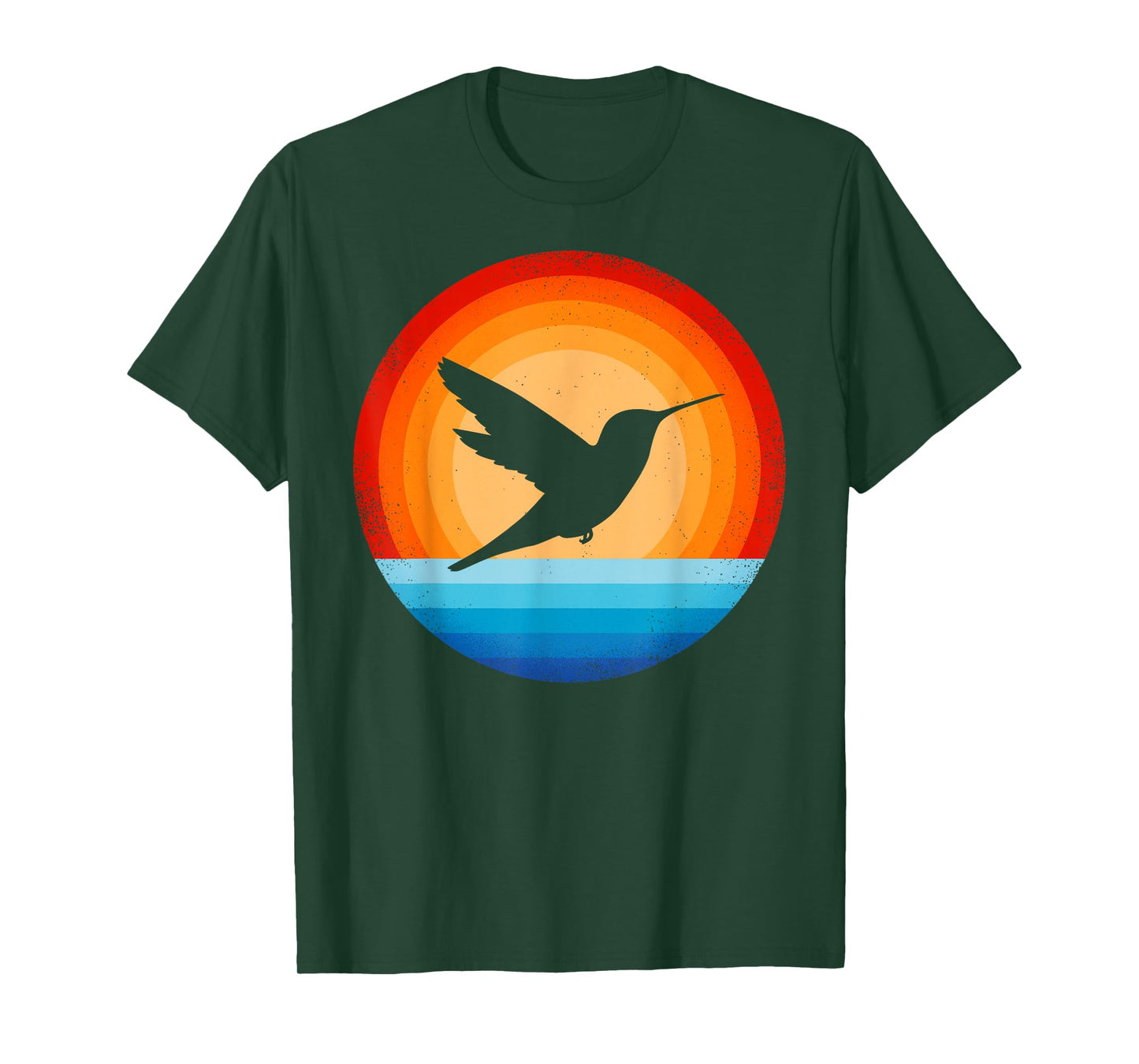 Hummingbird Retro Vintage 70s Sunset Bird Lovers Men Women T-Shirt