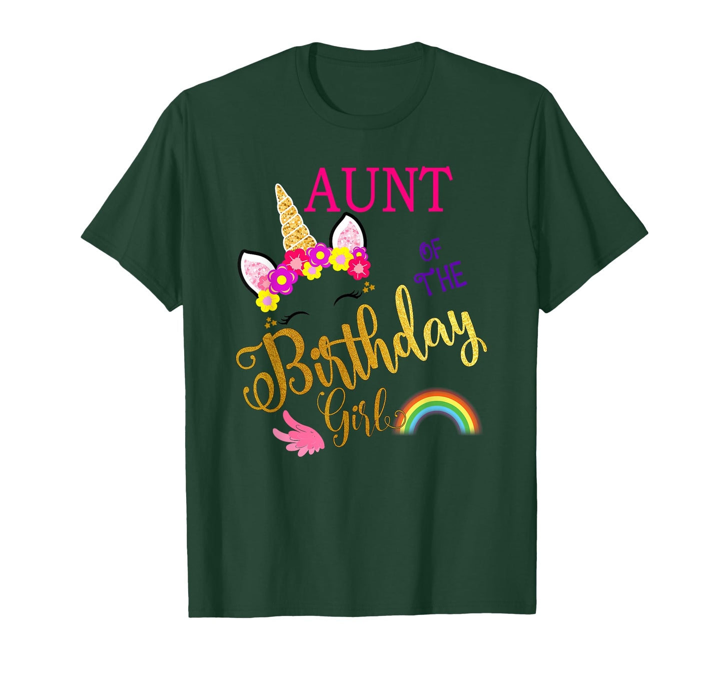 Aunt of The Birthday for Girl Auntie Unicorn First Birthday T-Shirt