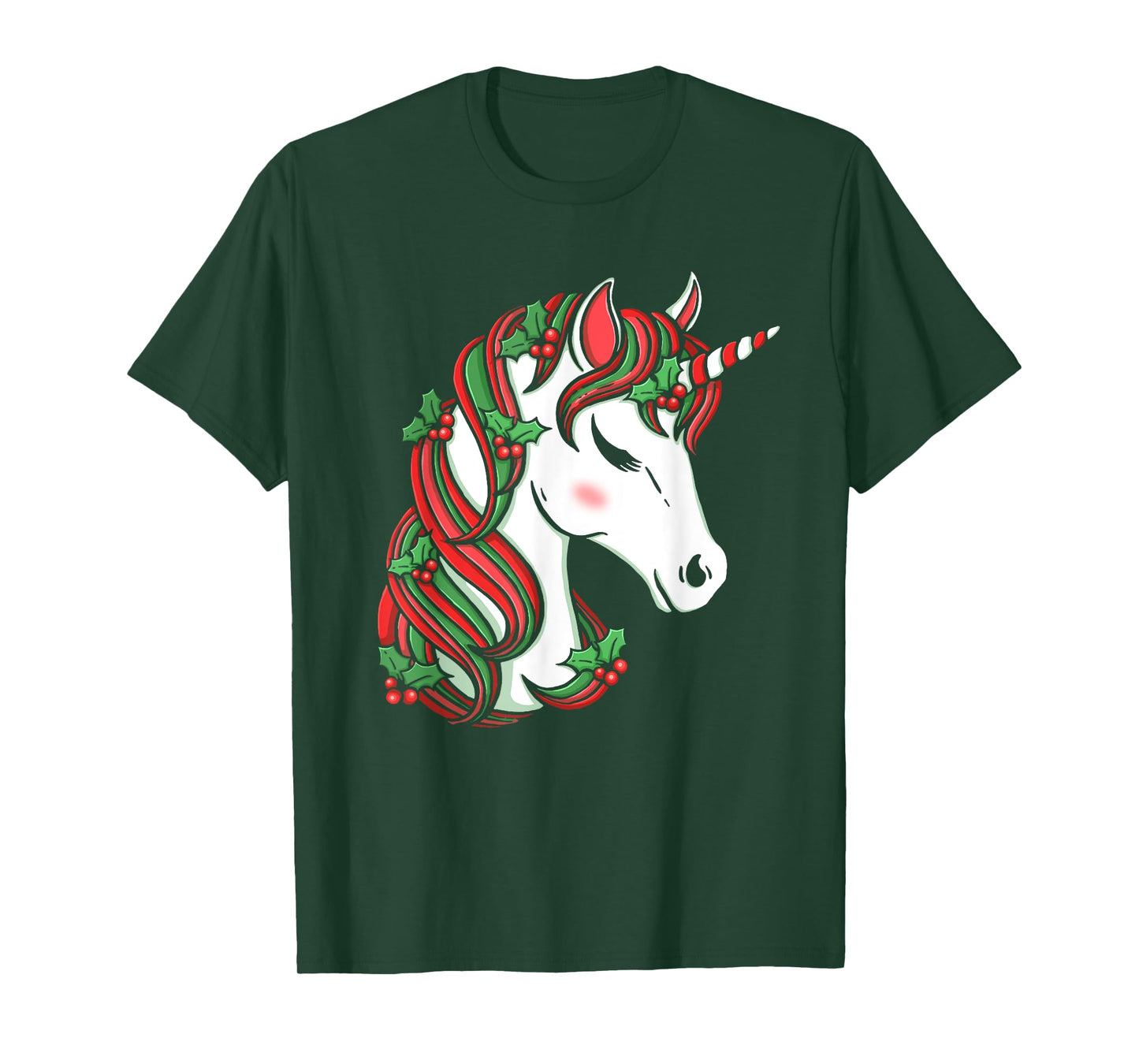 Cute Candy Cane Unicorn Christmas Matching Top T-Shirt